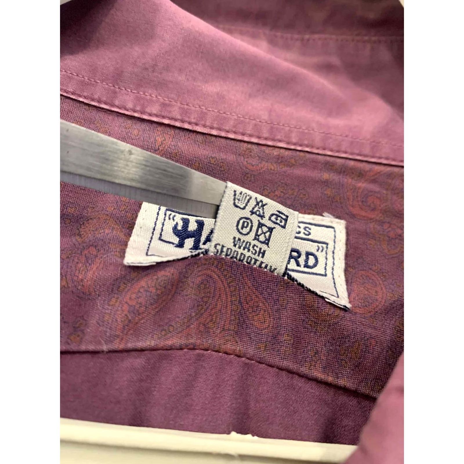 Hartford Hartford Dress Shirt Purple Long Sleeve 100% Cotton Men’s M Size 40R - 4 Thumbnail