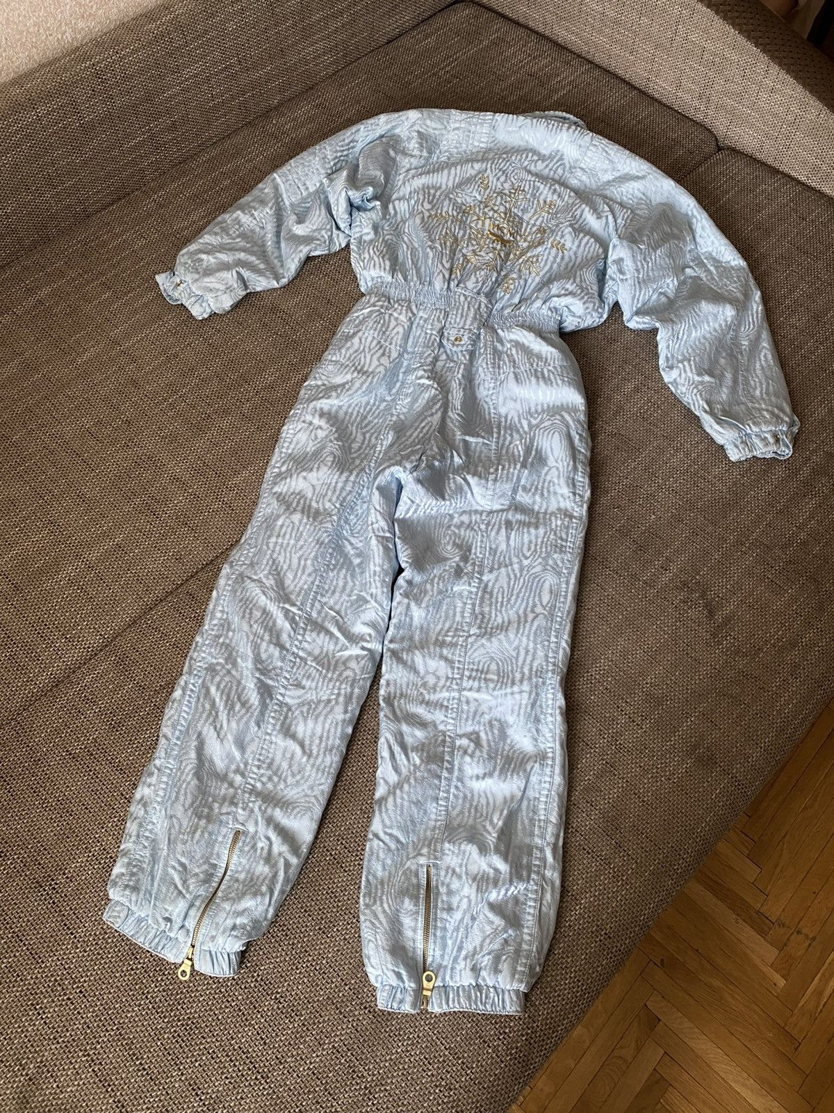 MCM Vintage MCM Ski Suit One Piece Light Blue Gold Snowflake Size 30" / US 8 / IT 44 - 12 Thumbnail