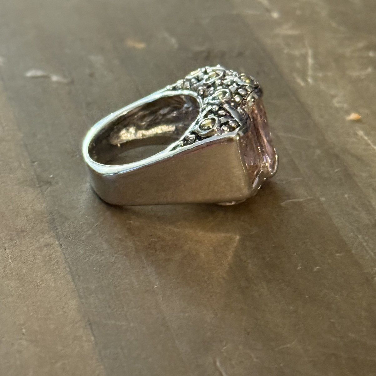 Vintage Vintage 18KGE white gold pink gemstone statement ring Size ONE SIZE - 7 Thumbnail