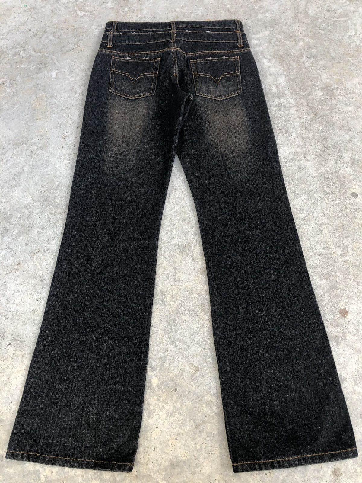 If Six Was Nine Japanese Aqua Flared Jeans Double Waist Distressed Size US 30 / EU 46 - 2 Thumbnail