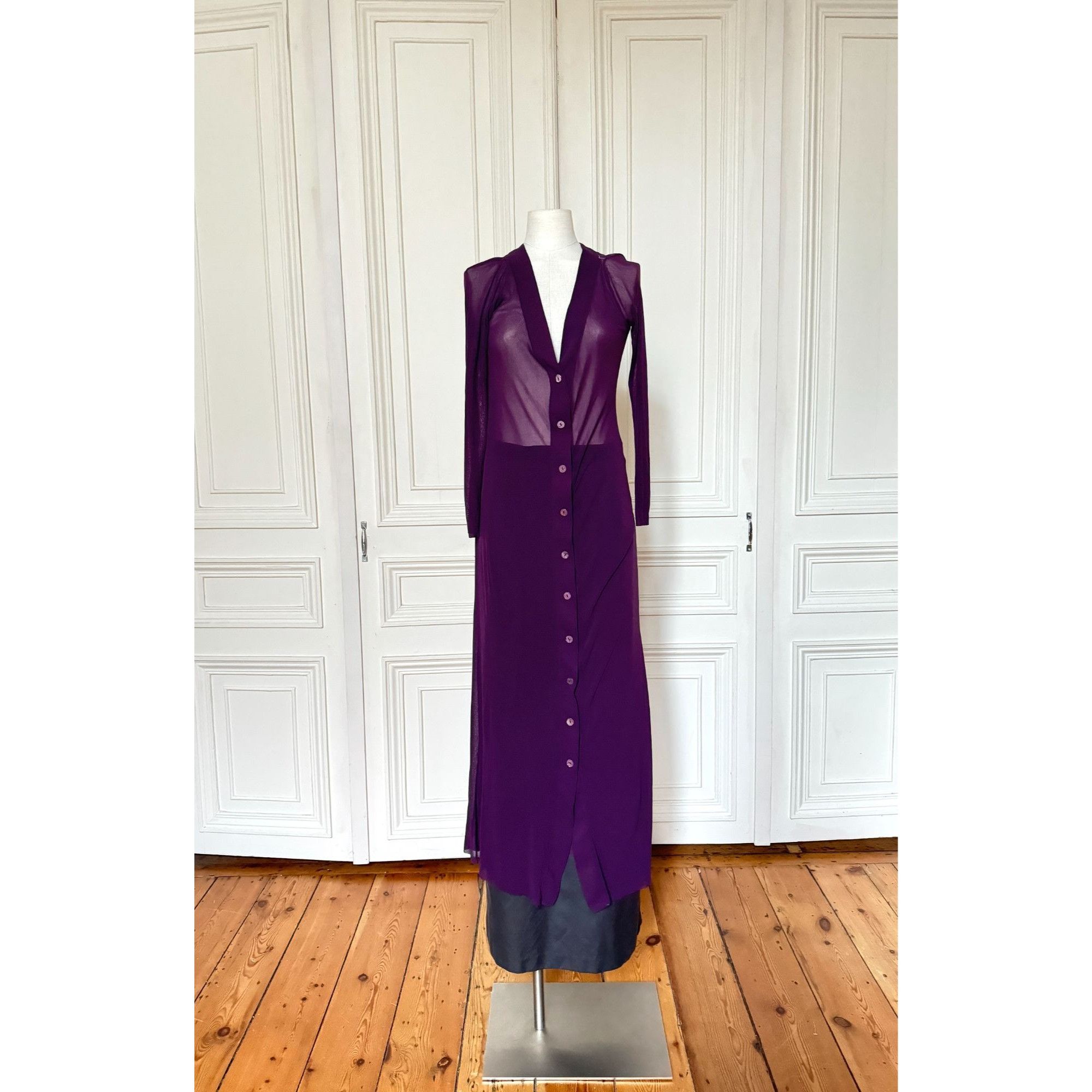 Jean Paul Gaultier Jean Paul Gaultier Maille Vintage Purple Mesh Long Cardigan Size M / US 6-8 / IT 42-44 - 1 Thumbnail