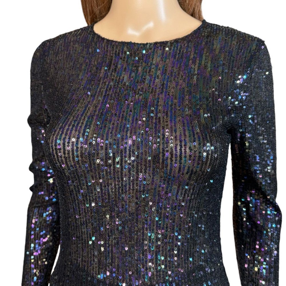 Free People Free People Gold Rush Long Sleeve Sequins Black Combo Top S Size XS / US 0-2 / IT 36-38 - 3 Thumbnail