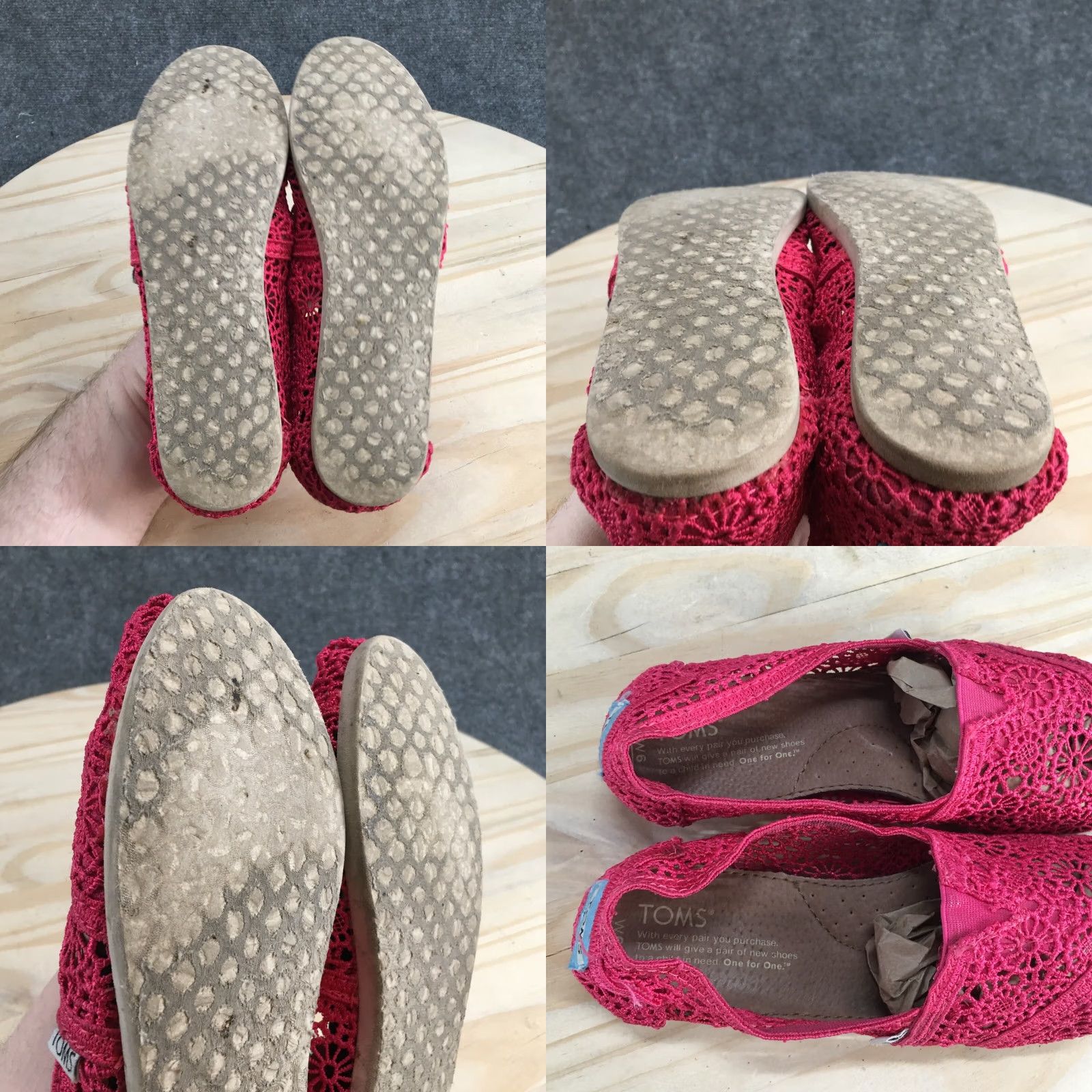 Toms TOMS Loafer Womens 6 Pink Classic Floral Crochet Slip On Flats Casual Comfort Size US 6 / IT 36 - 9 Thumbnail