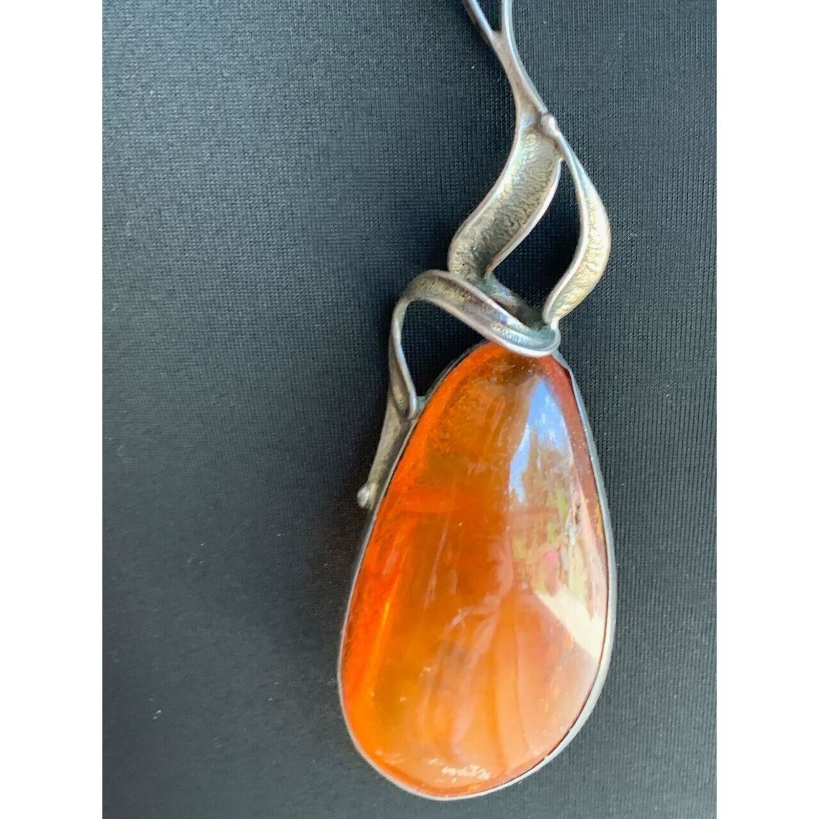 Other Signed MM 800 Silver Warsaw Poland Vintage Amber Necklace Size ONE SIZE - 4 Thumbnail