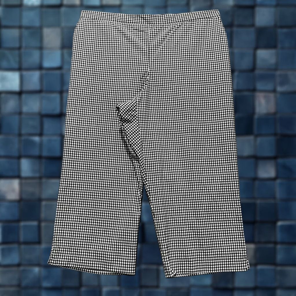 Vintage Alfred Dunner Pants Womens 16 Black Capri White Gingham Elastic Waist Cropped Size 38" / US 16 / IT 52 - 1 Thumbnail