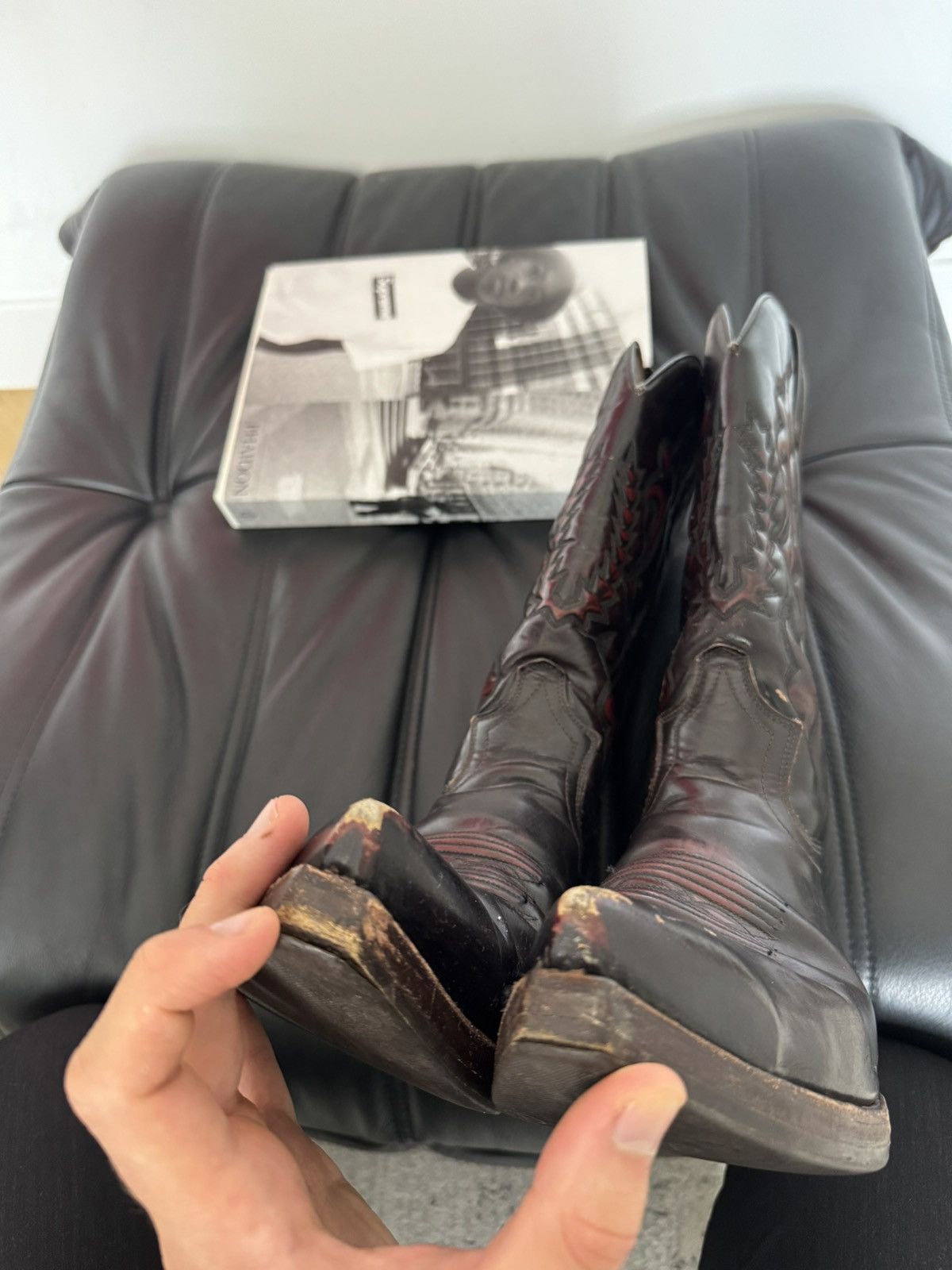 Leather Vintage Sendra Cowboy Leather Boots Washed High Faded Rare Size US 10.5 / EU 43-44 - 11 Thumbnail