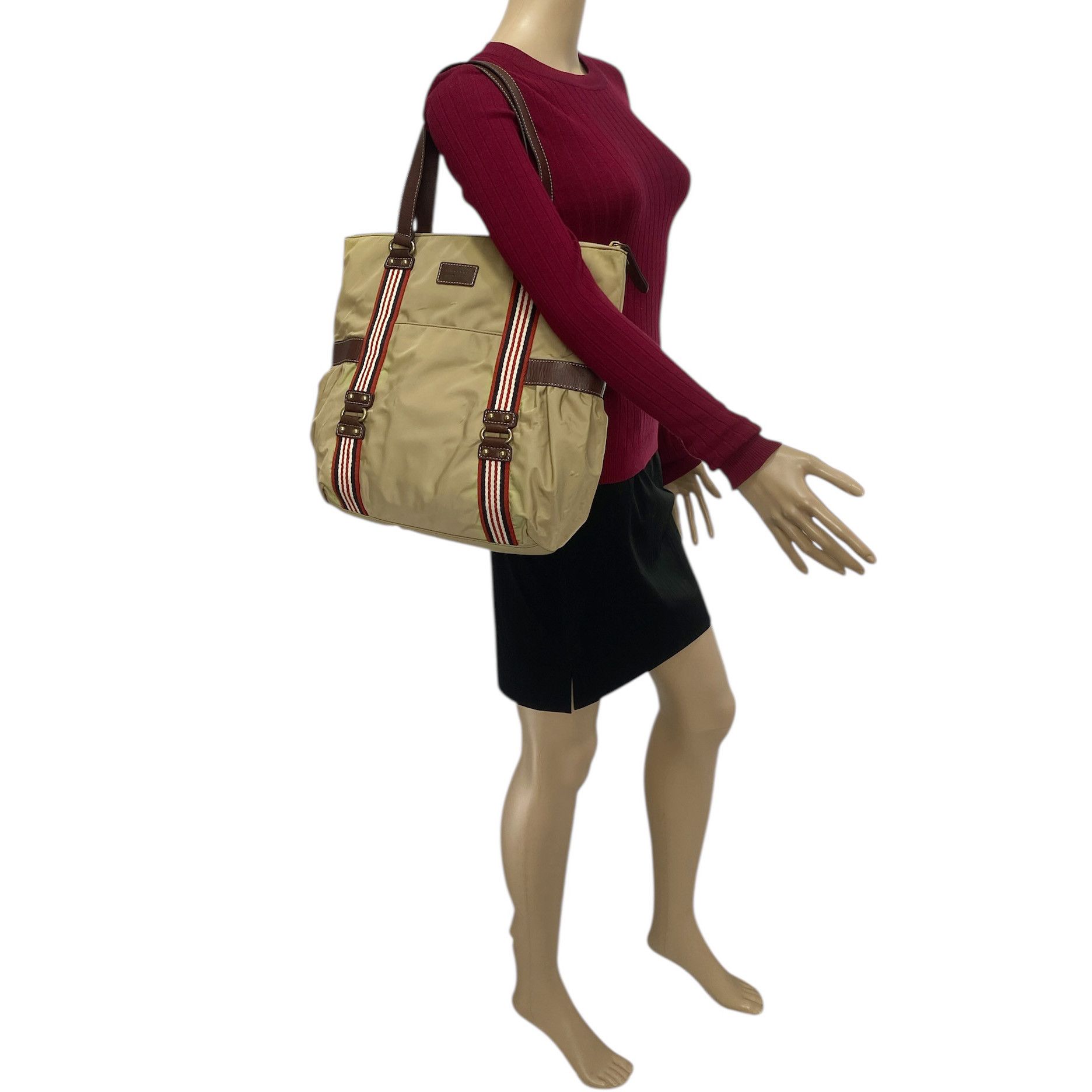 Burberry Blue Label Vintage Brown Nylon Leather Tote Bag Size ONE SIZE - 8 Thumbnail