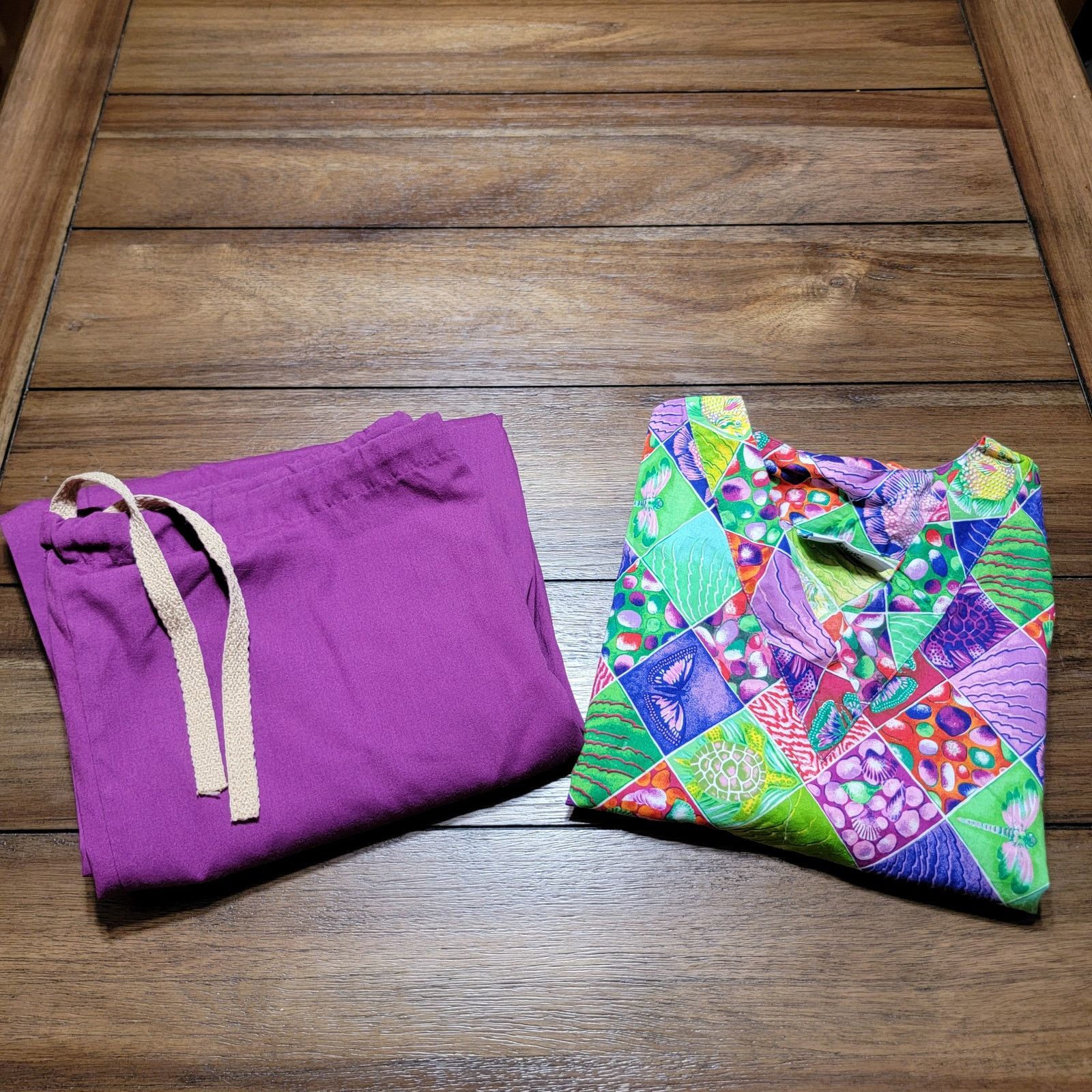 Other 2 Pc Texas Uniform Purple Themed Scrub Set - Size Small Size S / US 4 / IT 40 - 1 Thumbnail