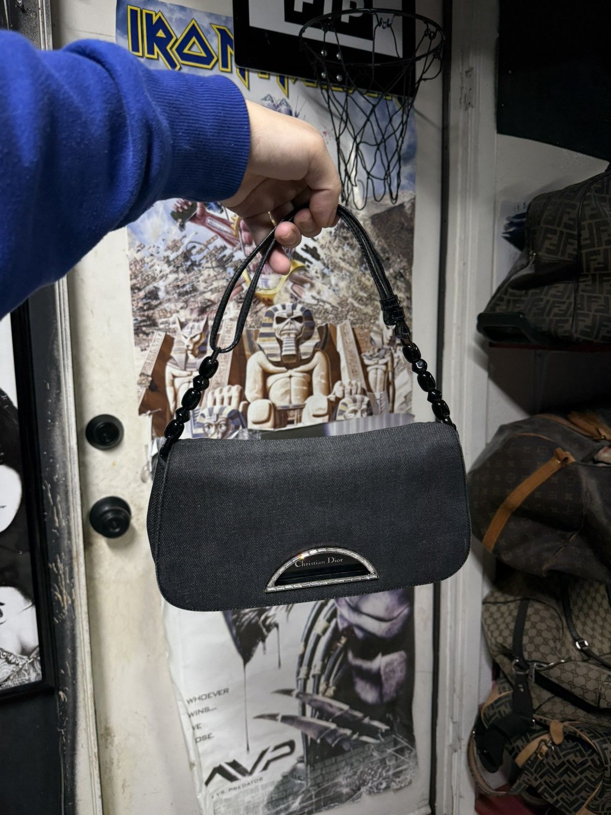 Dior Christian Dior Black Handbag Women’s Canvas Leather Tote Bag Size ONE SIZE - 12 Thumbnail