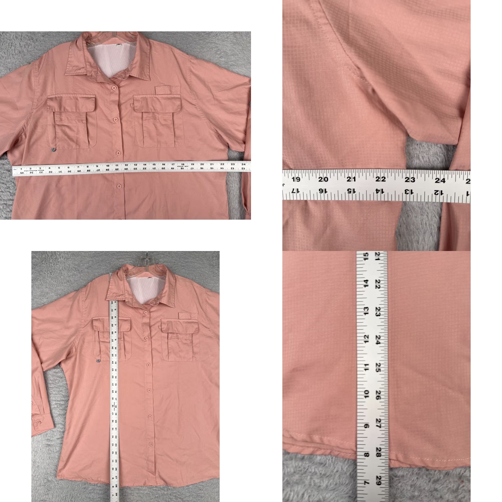 Pinko Shirt Women Extra Large Pink Button Up Vented Fish Angler Long Sleeve Pockets Size XL / US 12-14 / IT 48-50 - 8 Thumbnail