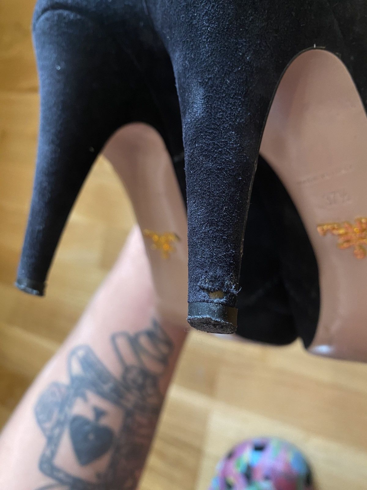 Prada Prada Black Suede Whipstitch ClassicHigh Heel PumpsSize 37.5 Size US 7.5 / IT 37.5 - 9 Thumbnail