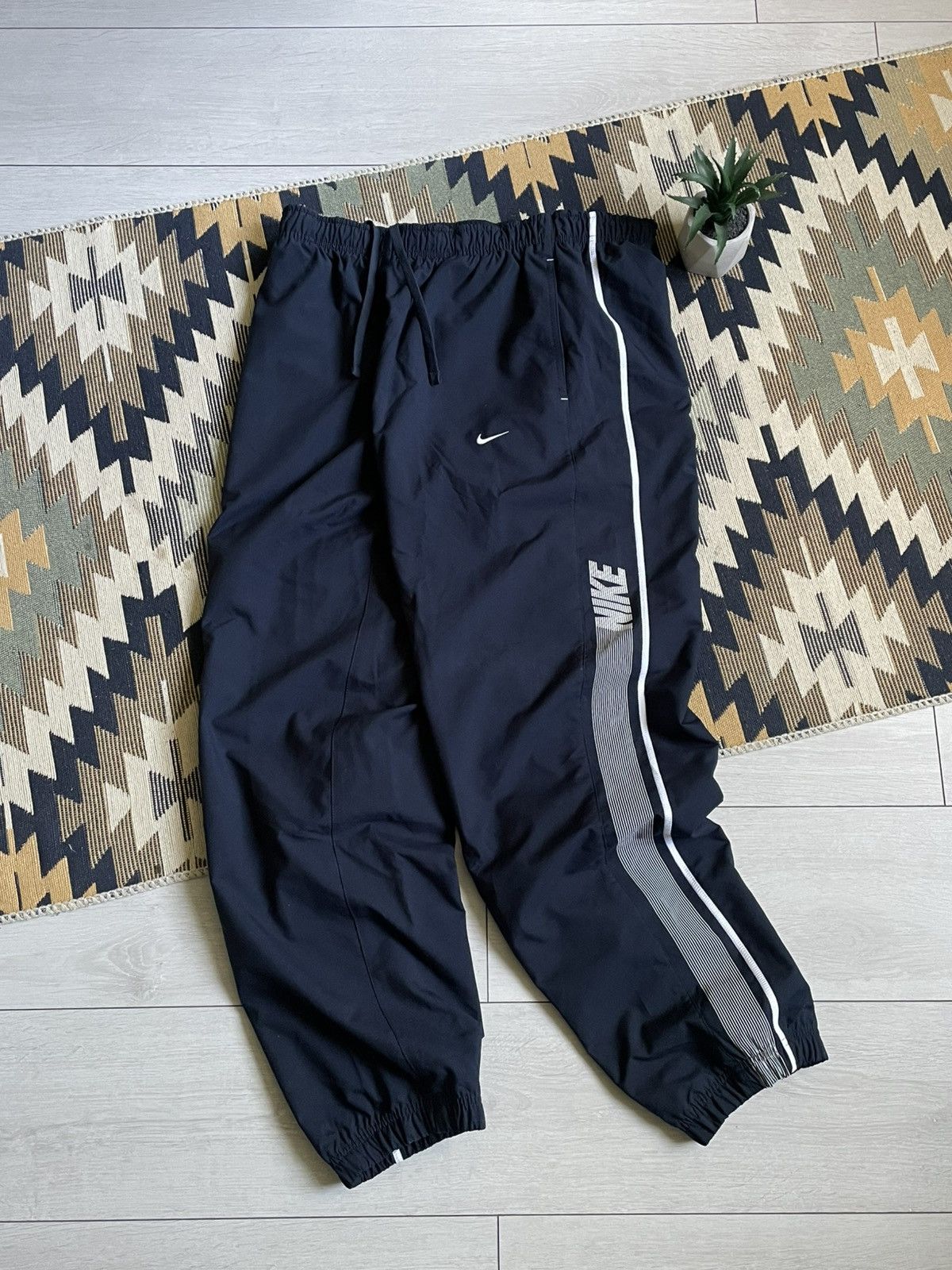 Vintage Nike Nylon Logo Swoosh Drill Y2K Track Pants