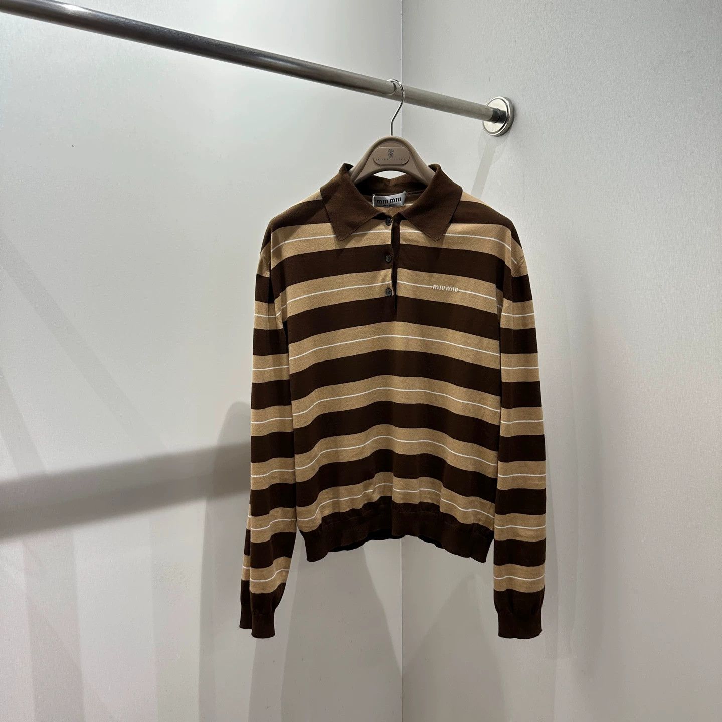 Miu Miu MIU MIU mar579 striped logo long-sleeve Polo 38 Size XS / US 0-2 / IT 36-38 - 1 Thumbnail