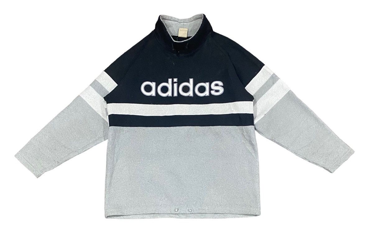 image of Adidas Descente Big Logo Fleece in Black Gray, Men's (Size Large)