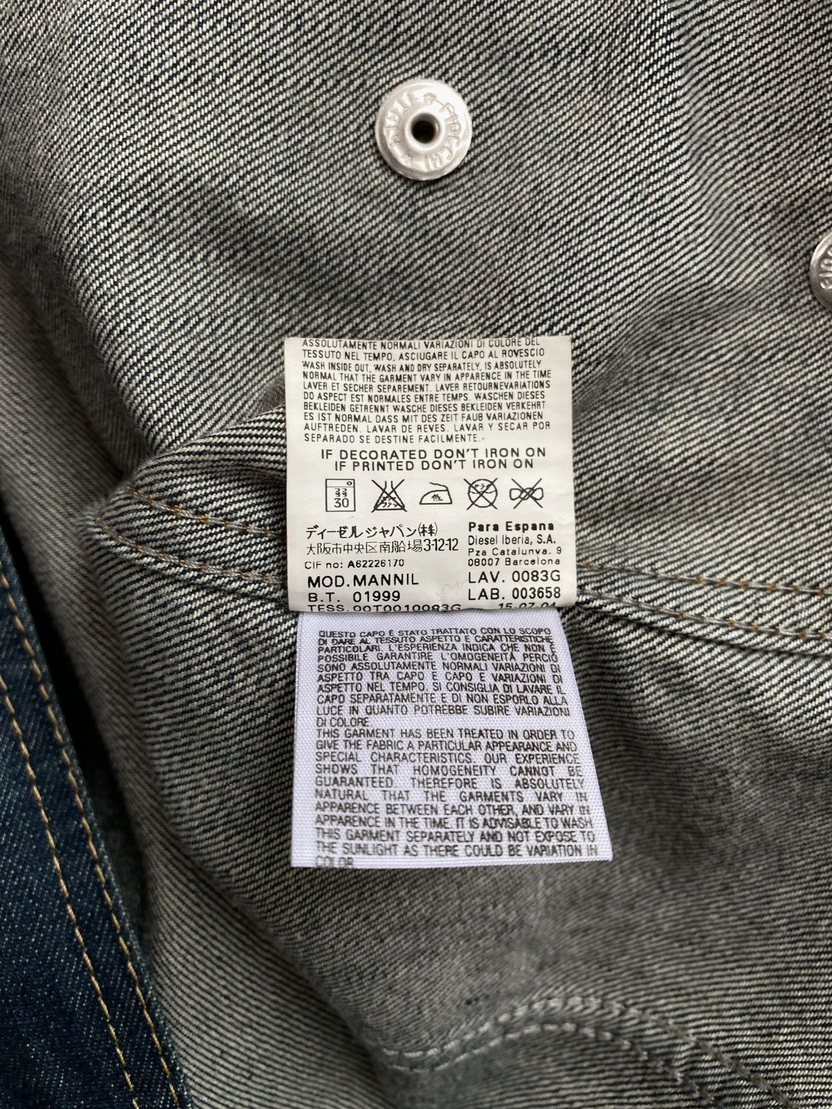 Diesel 2004 Diesel Mannil Distressed Denim Jacket Size US M / EU 48-50 / 2 - 13 Thumbnail