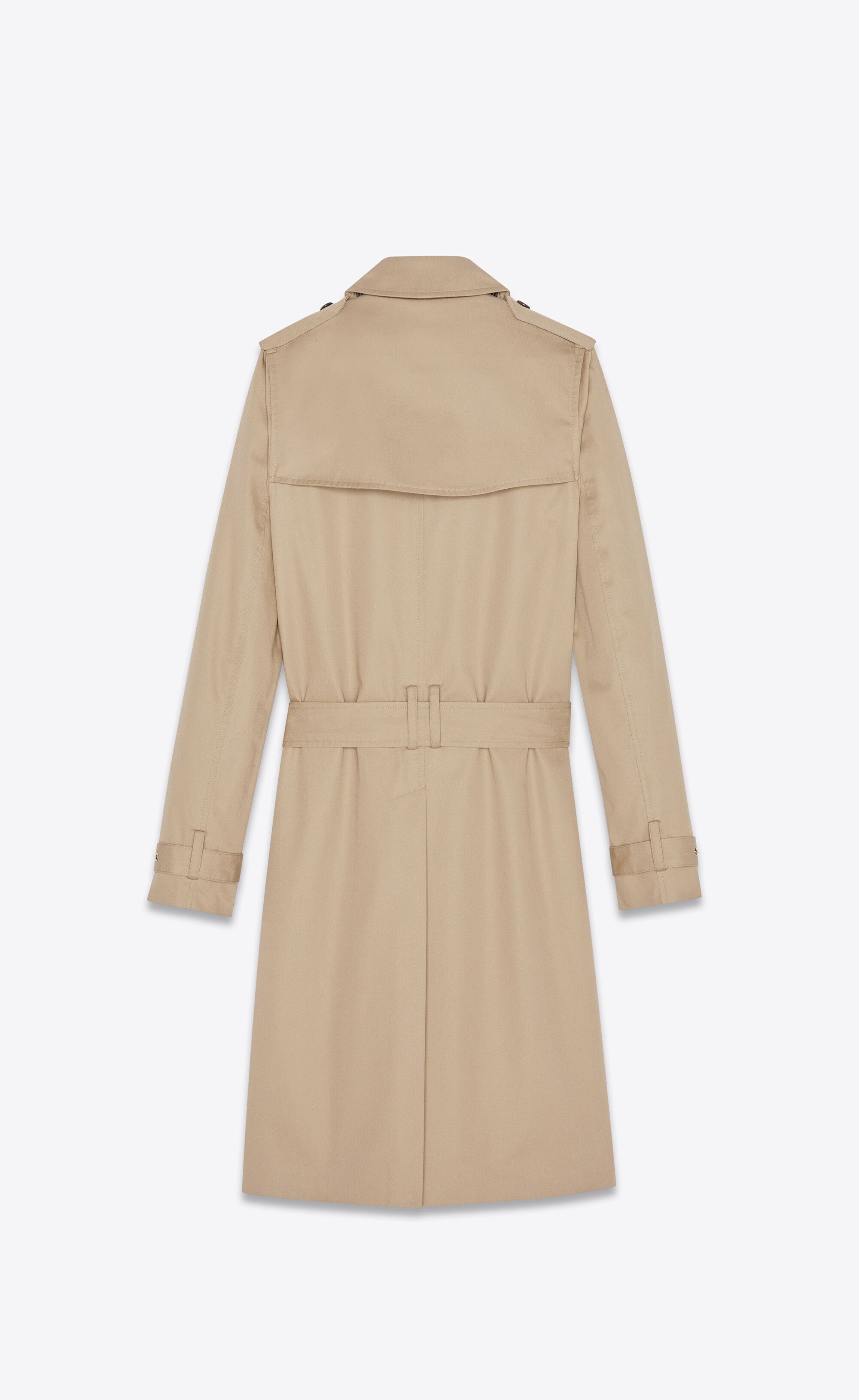 Saint Laurent Paris o1s1wg111224 Trench Coat in Gabardine in Beige Size S / US 4 / IT 40 - 3 Thumbnail