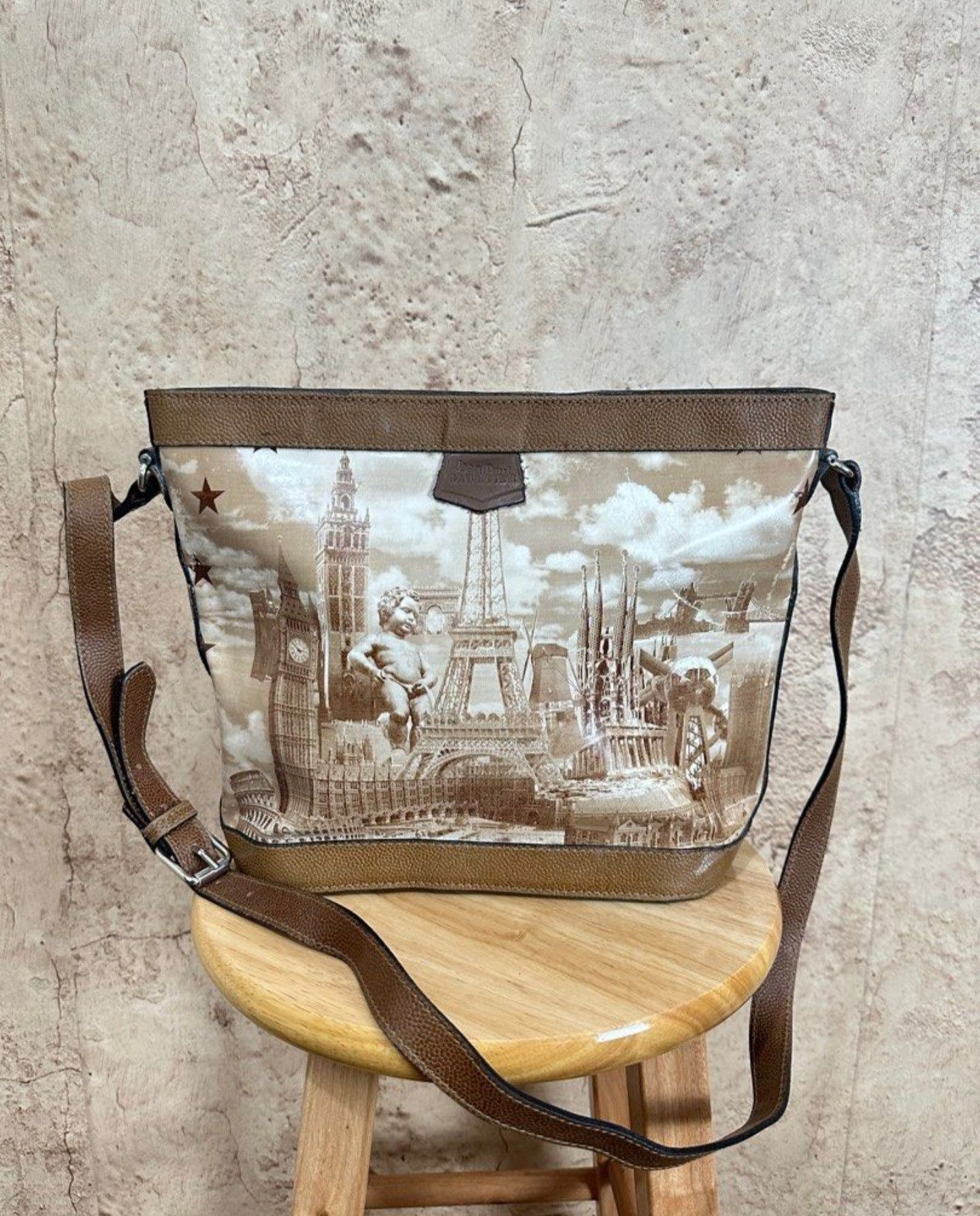 Jean paul gaultier Angel print leather sling bag