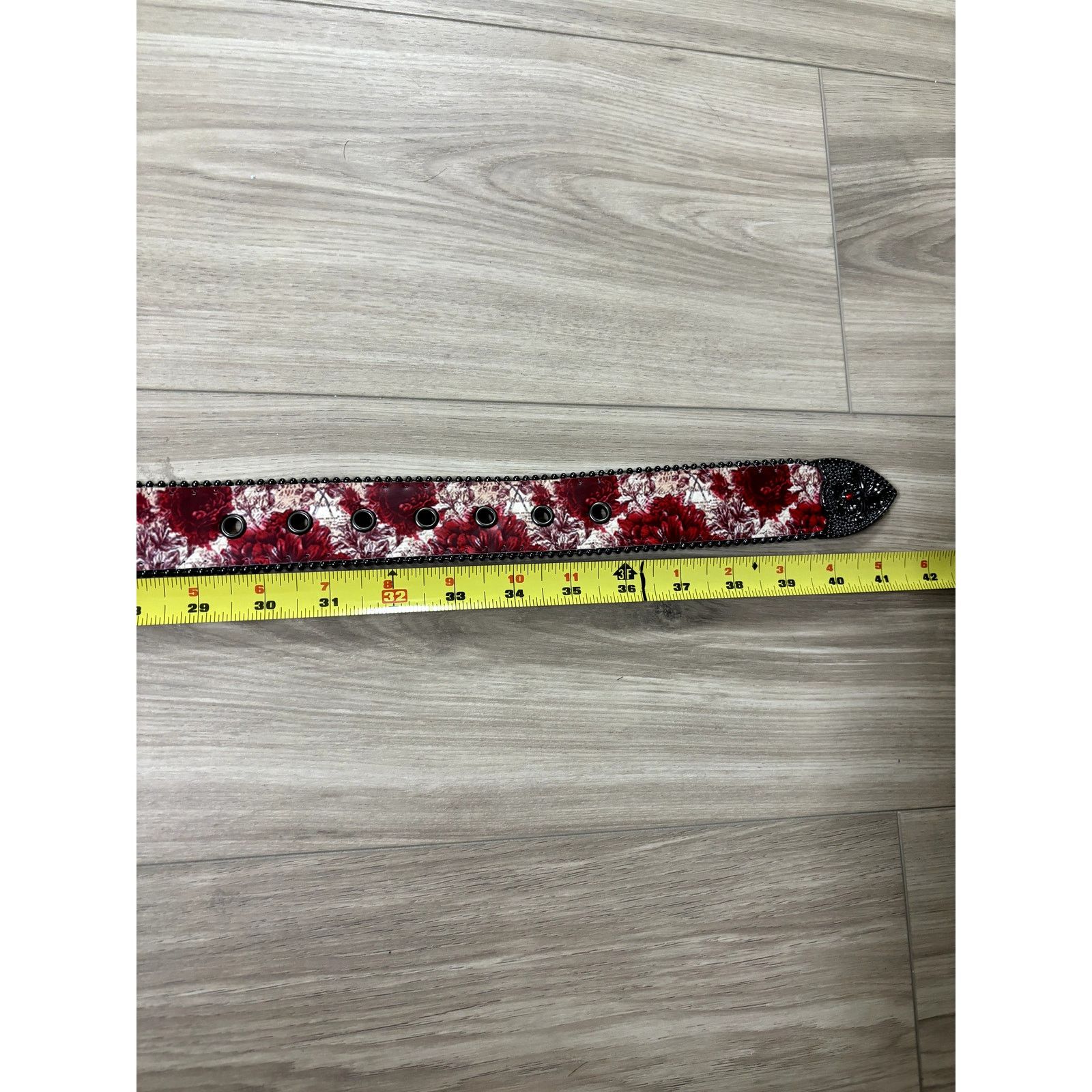 Japanese Brand × Vintage E5 - Ruby Floral Rhinestone Belt Size 30 - 6 Thumbnail