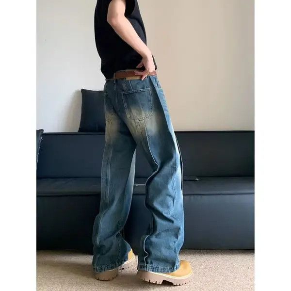Japanese Brand Megumi x Saki Men's blue washed distressed straight jeans Size US 32 / EU 48 - 3 Thumbnail