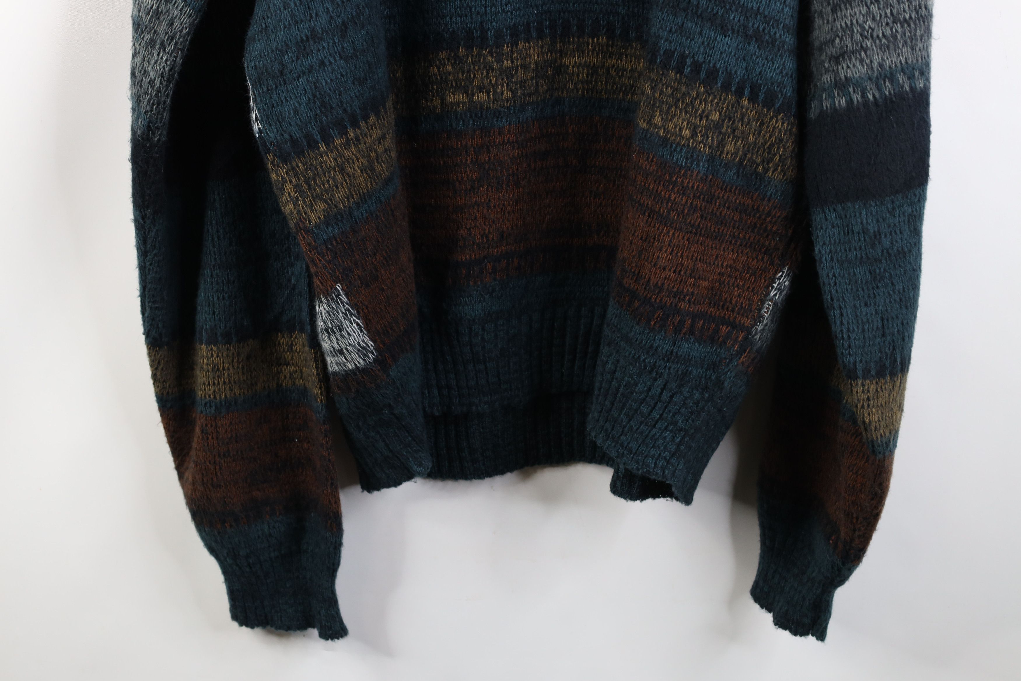 Vintage Vintage 90s Streetwear Knit V-Neck Sweater Earth Tone Size US XL / EU 56 / 4 - 11 Thumbnail