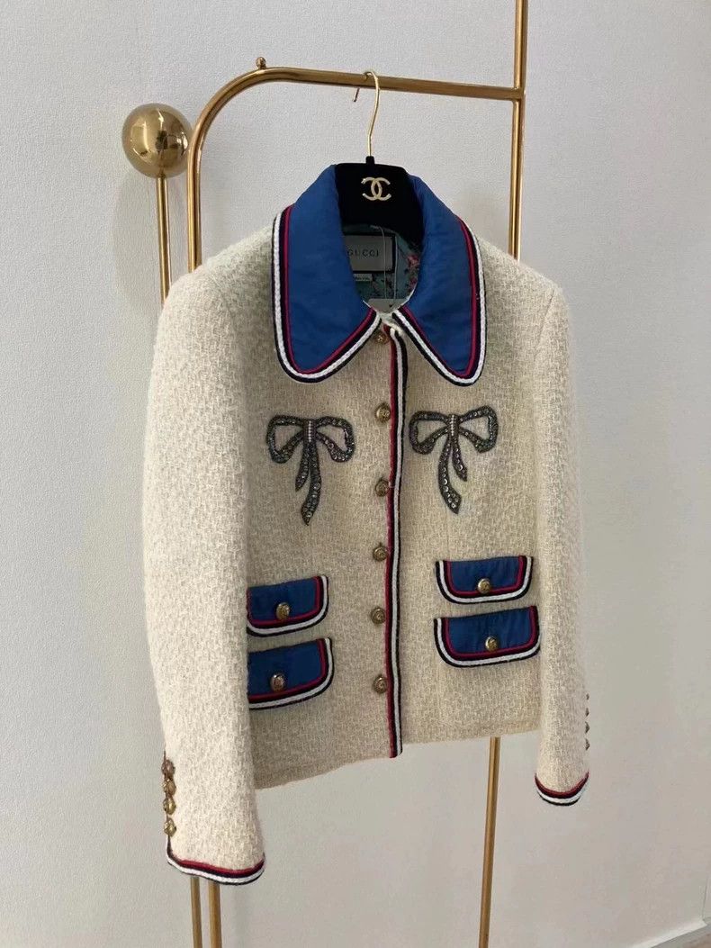 Gucci Gucci Stud-beaded bow doll collar tweed coat Size XS / US 0-2 / IT 36-38 - 2 Thumbnail