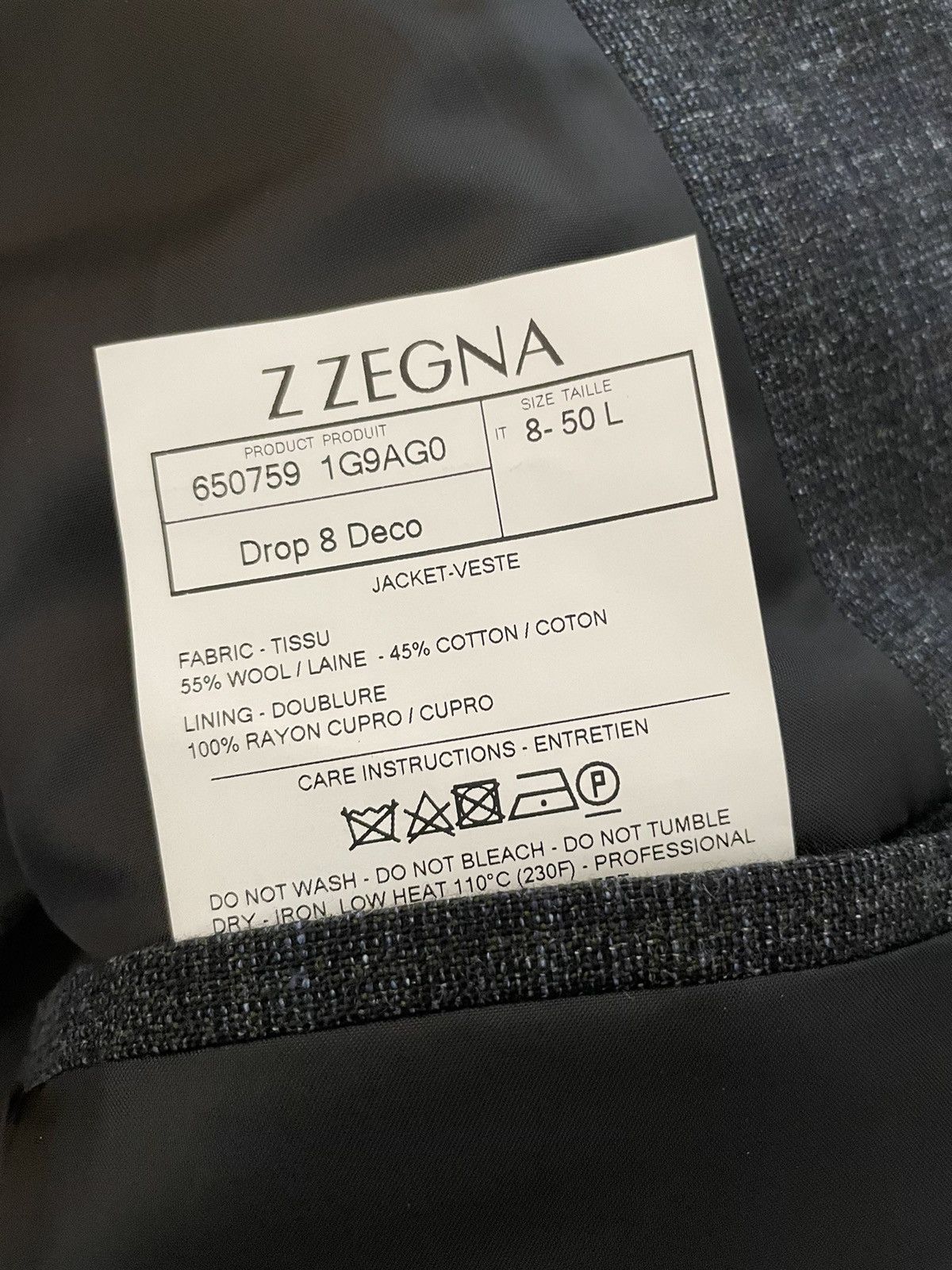 Z Zegna Wool-Cotton Notch Lapel Jacket Size 40L - 5 Thumbnail