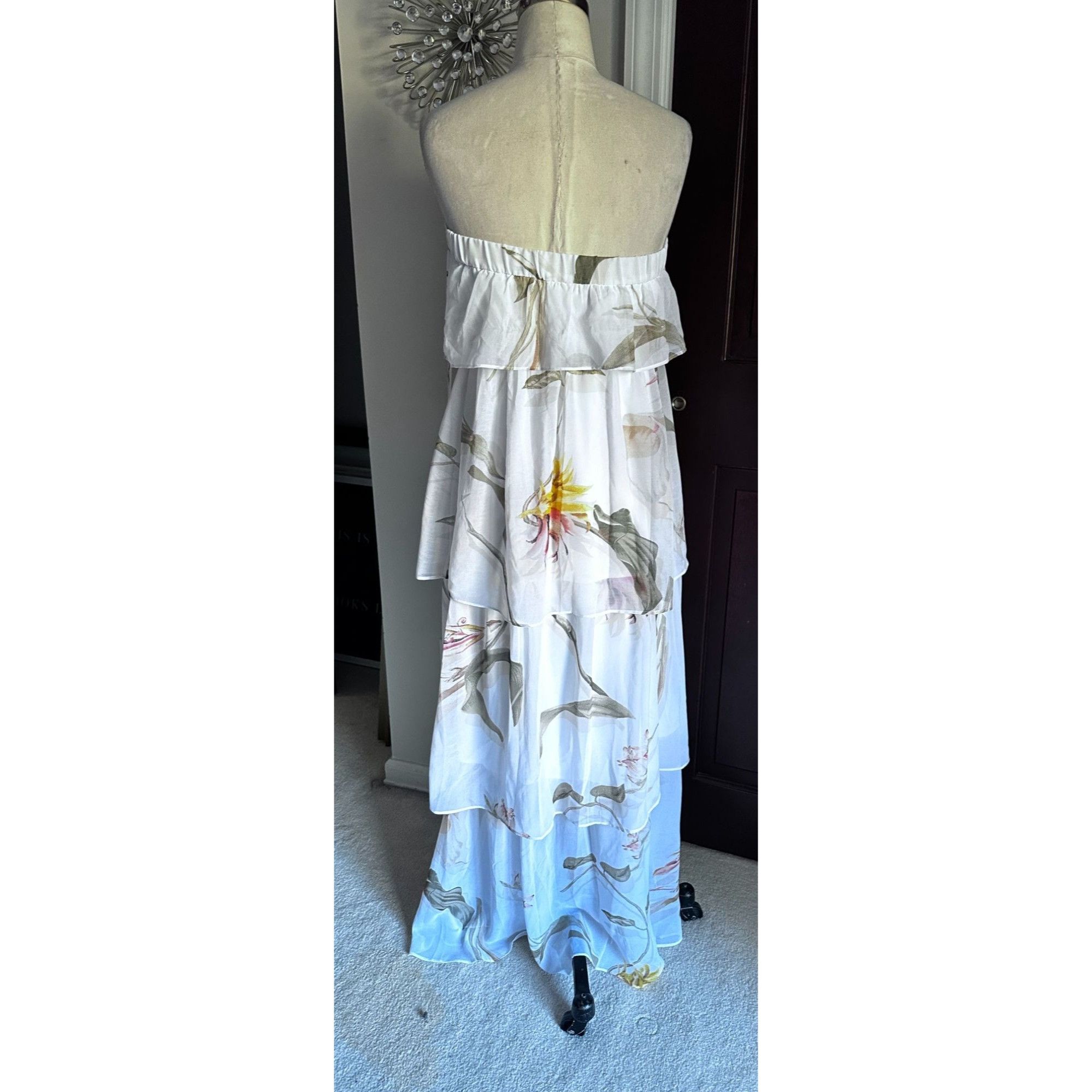 White House Black Market NWT White House Black Market Strapless Floral Tiered Maxi Dr Size S / US 4 / IT 40 - 4 Thumbnail