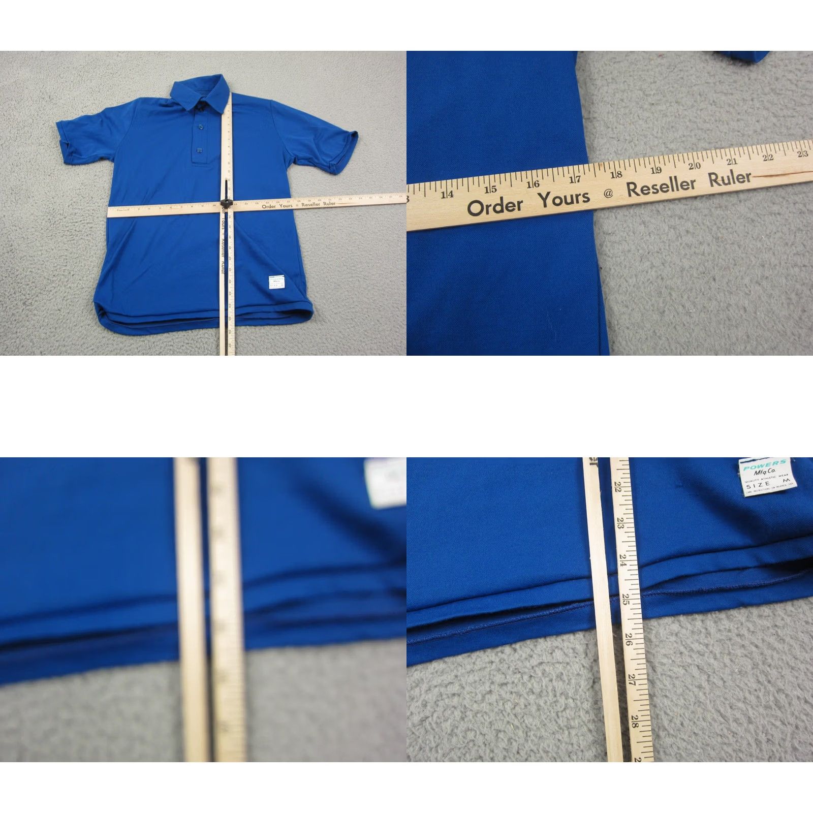Vintage Powers Polo Shirt Mens M Blue Vintage 60s 70s Golf Made in USA Short Sleeve Collared Leather? Size US M / EU 48-50 / 2 - 8 Thumbnail