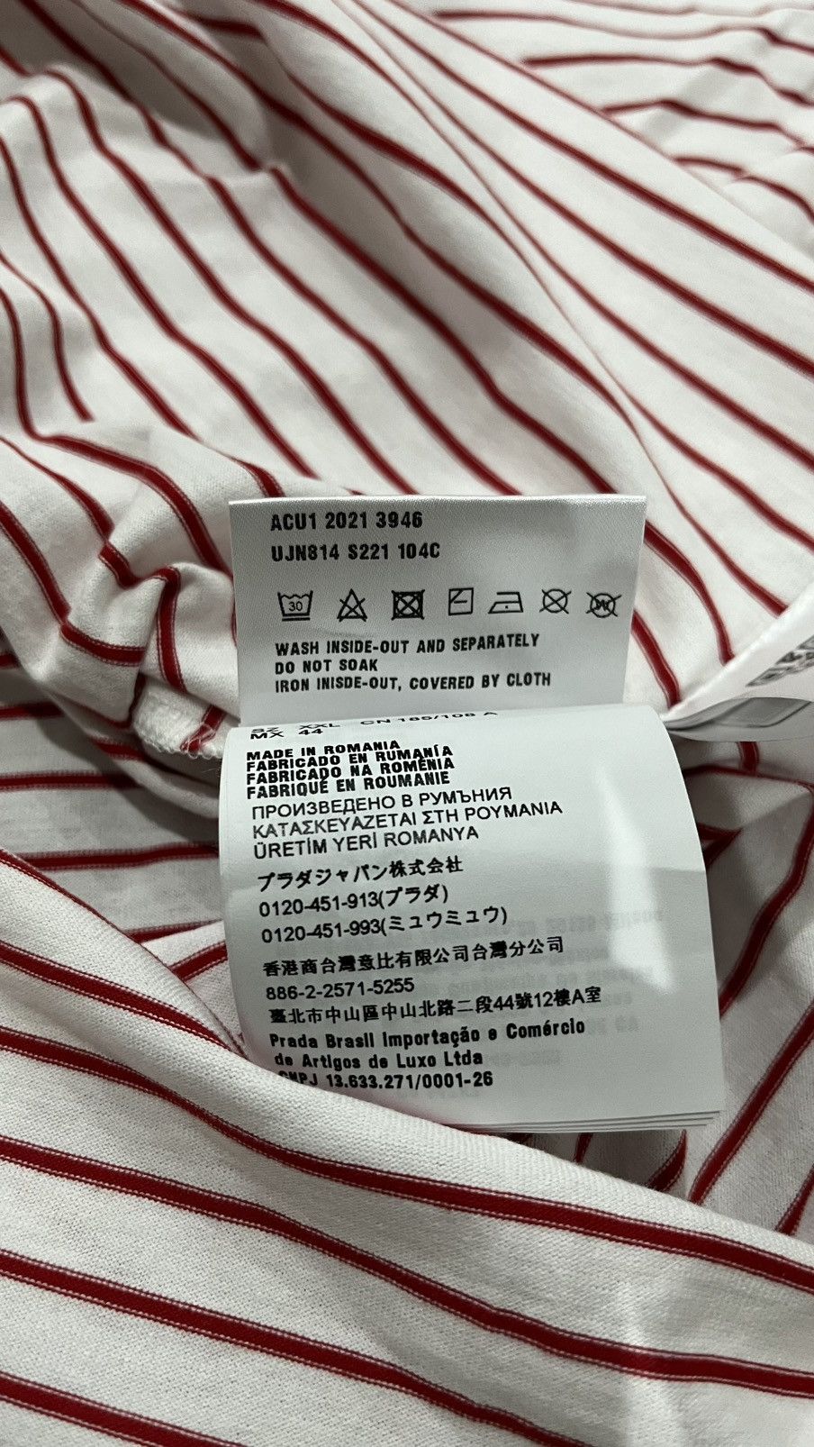 Prada Prada RedStriped cotton T-shirt / XXL Worn ONCE Size US XXL / EU 58 / 5 - 8 Thumbnail