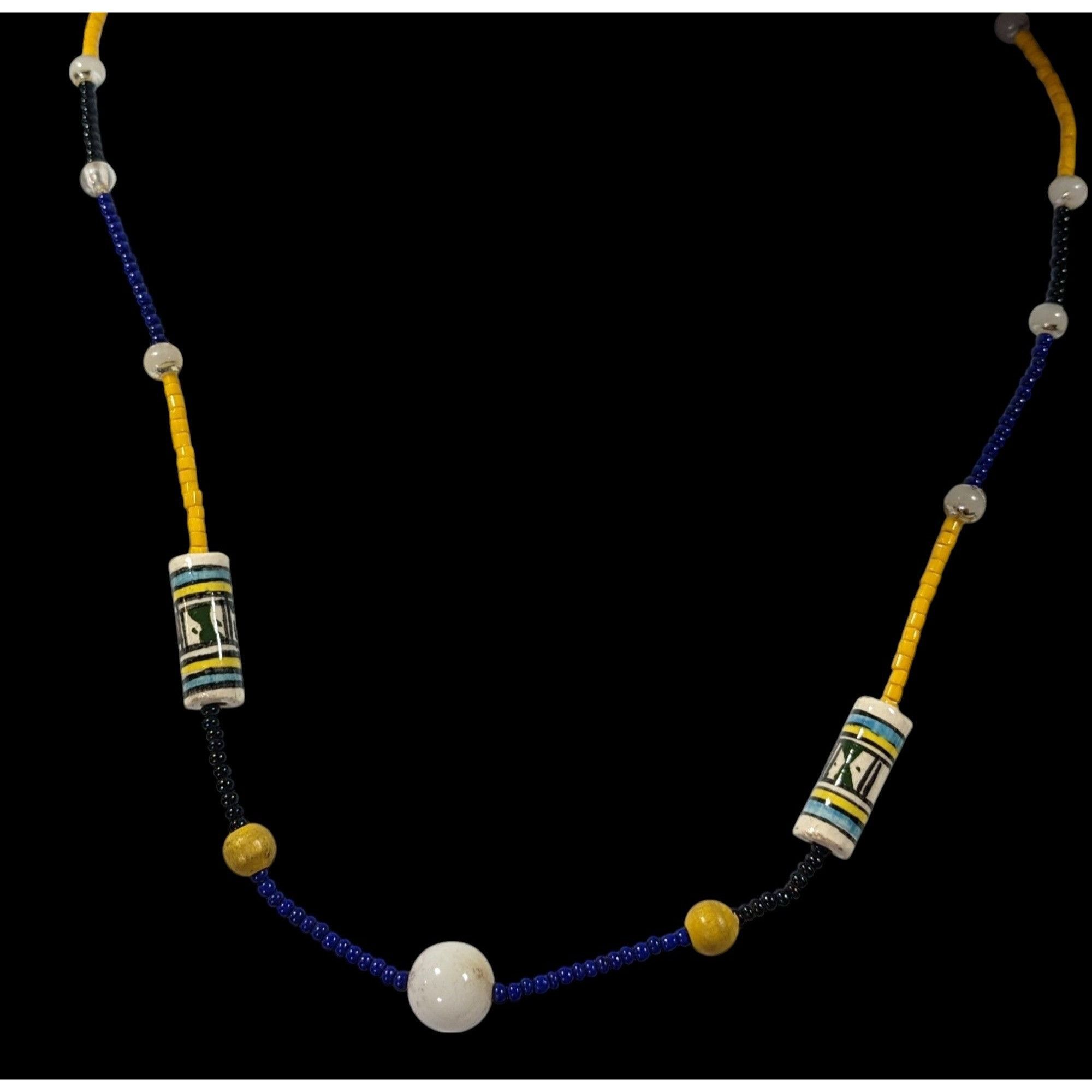 Other Simple Casual Glass Beaded Blue And Yellow Necklace Size ONE SIZE - 2 Thumbnail
