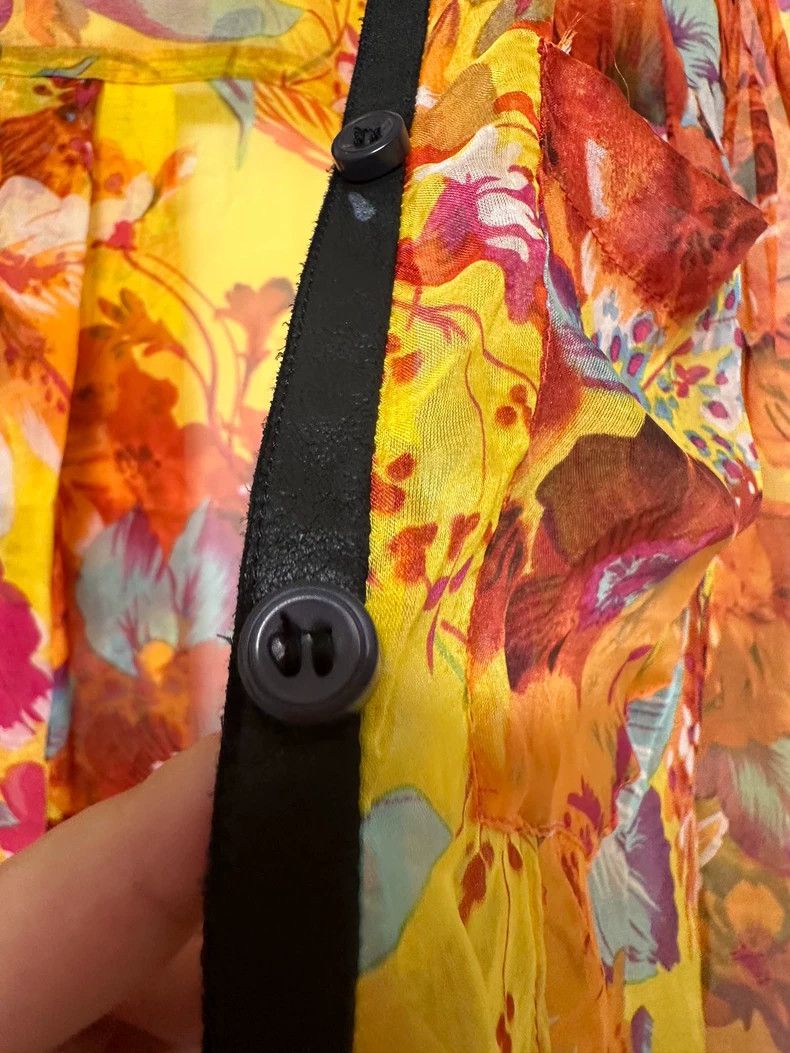 Helmut Lang HELMUT LANG Orange series peony printed mulberry silk open Size L / US 10 / IT 46 - 3 Thumbnail
