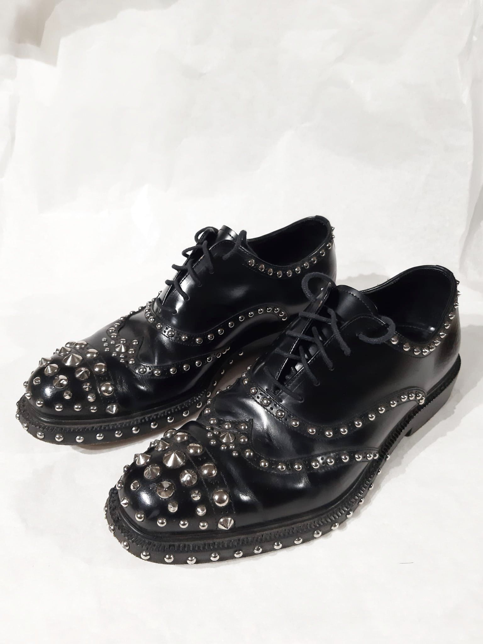 Prada FW 2009 Runway Studded Leather Derby Shoes Size US 7.5 / EU 40-41 - 4 Thumbnail