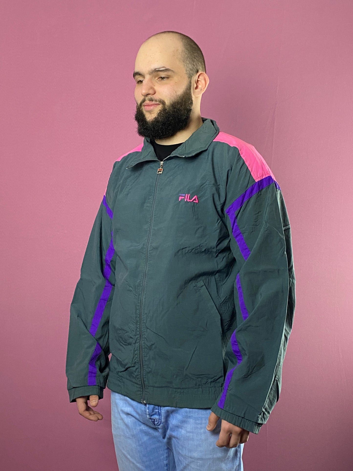 Fila × Vintage 90s Fila Vintage Men's Windbreaker Jacket - XXL Size US XXL / EU 58 / 5 - 1 Thumbnail