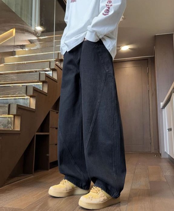 Japanese Brand Men's American wide-leg loose straight washed curved jeans Size US 32 / EU 48 - 4 Thumbnail