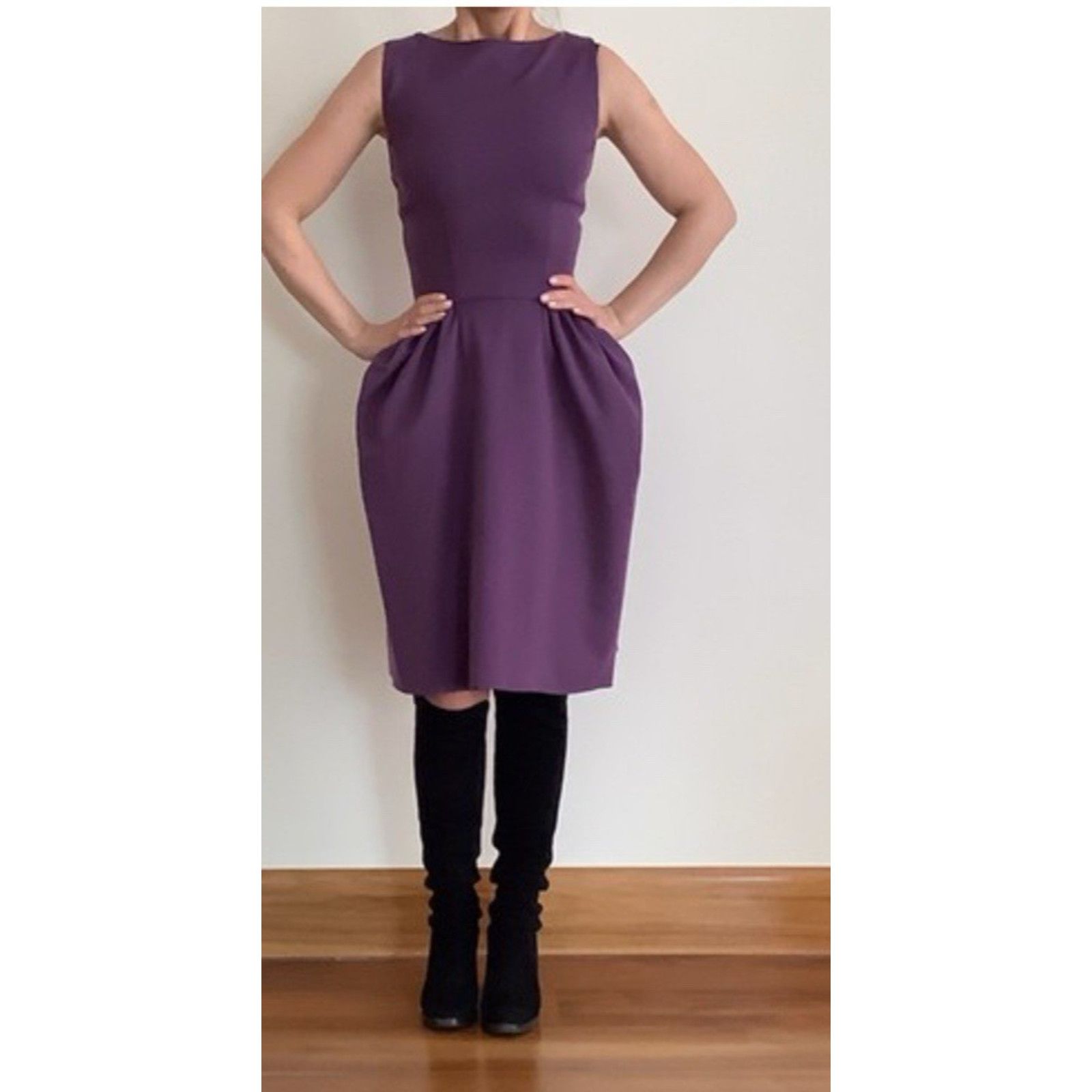 Yves Saint Laurent YSL Yves Saint Laurent Dress Aubergine Wool Blend Sleeveless Size XS / US 0-2 / IT 36-38 - 1 Thumbnail