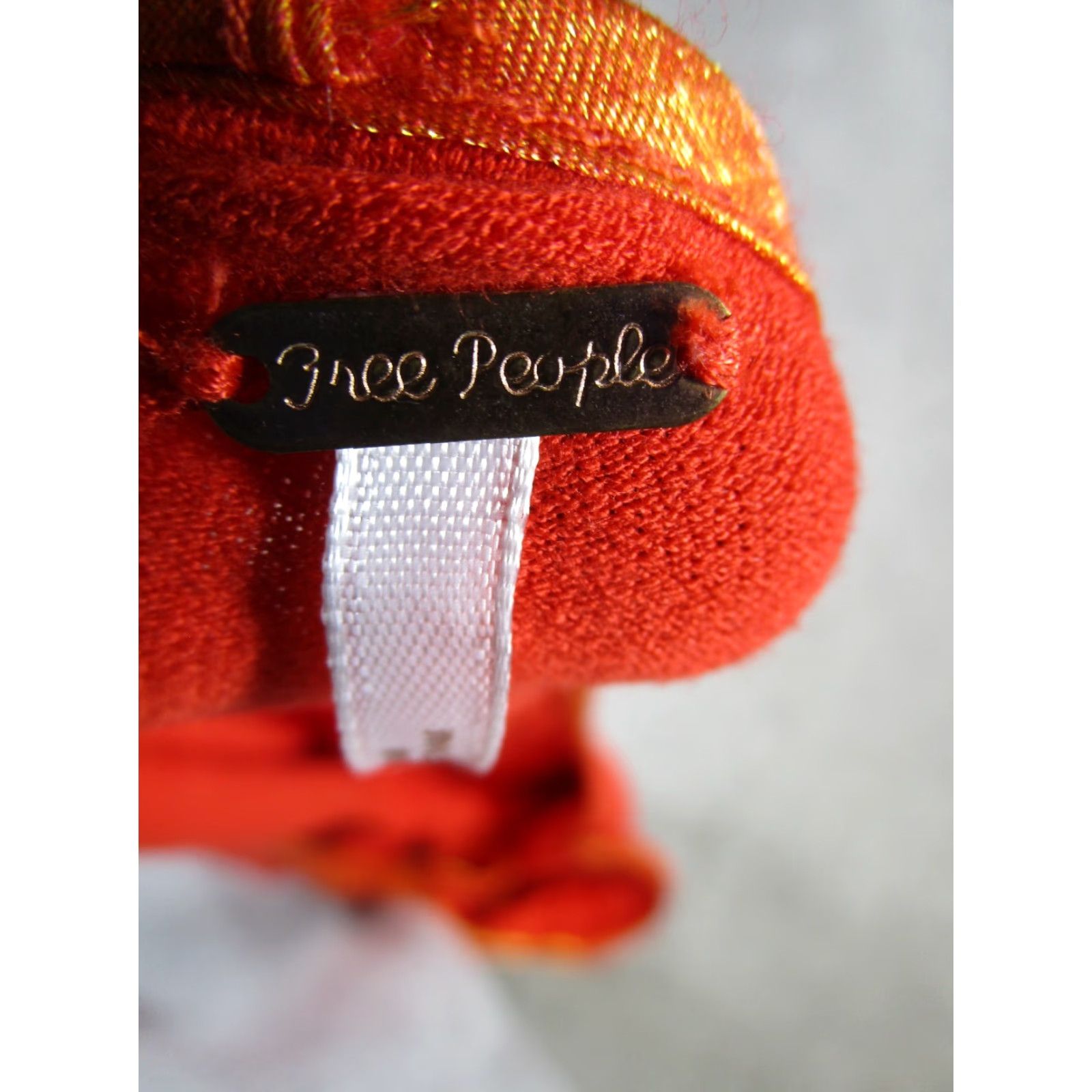 Free People Free People Dress Womens Large Orange Asymmetrical Sleeve V-Neck A-Line, Long, Rayon, Casual, Party/Cocktail, Regular Size L Womens Size L / US 10 / IT 46 - 3 Thumbnail