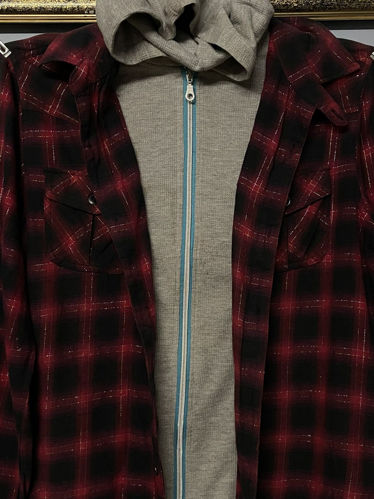 Japanese Brand Vintage 90s Japan 31040=Homme Punk Double Layered Hoodie Size US M / EU 48-50 / 2 - 5 Thumbnail