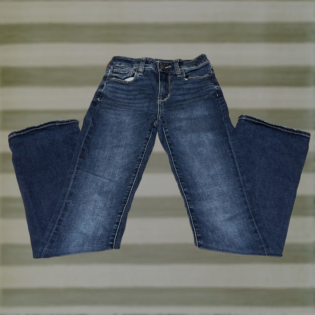 American Eagle Outfitters American Eagle Outfitters Jeans Womens 0 24x31 Blue Mid Rise Stretch 5-Pocket Denim Bootcut Skinny Kick Regular Inseam 31 Size 25" / US 0 / IT 36 - 1 Thumbnail
