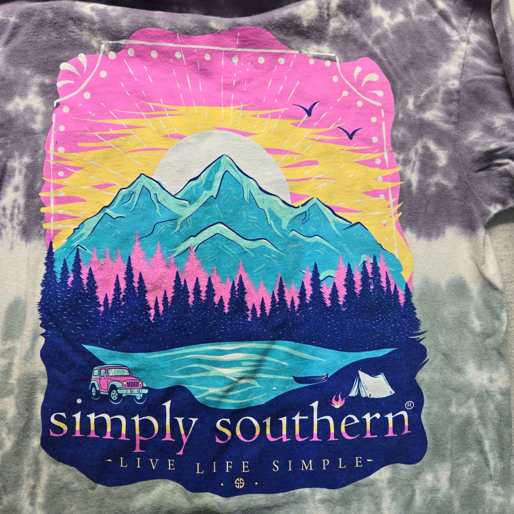 Vintage Simply Southern Keep Life Simple Gray Tie Dye Long Sleeve Shirt Women's S Small Size S / US 4 / IT 40 - 2 Thumbnail
