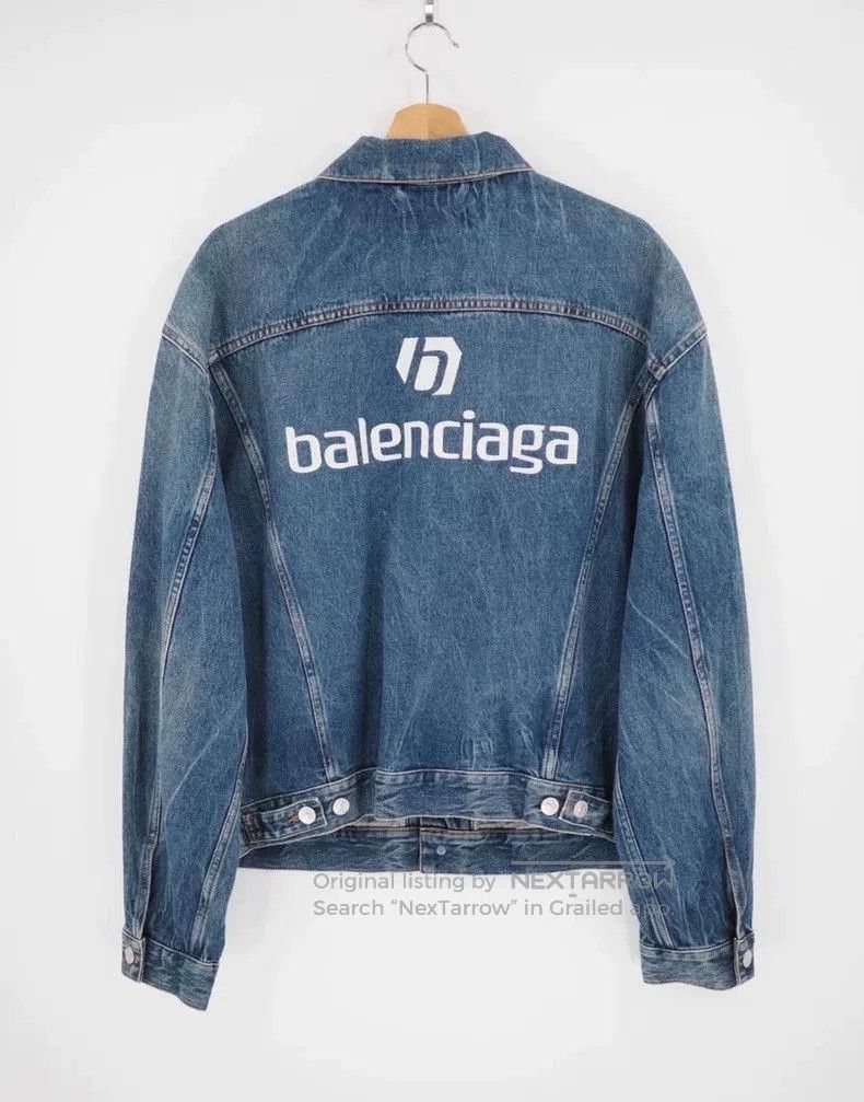 Balenciaga Back Logo Embroidered Denim Jacket.