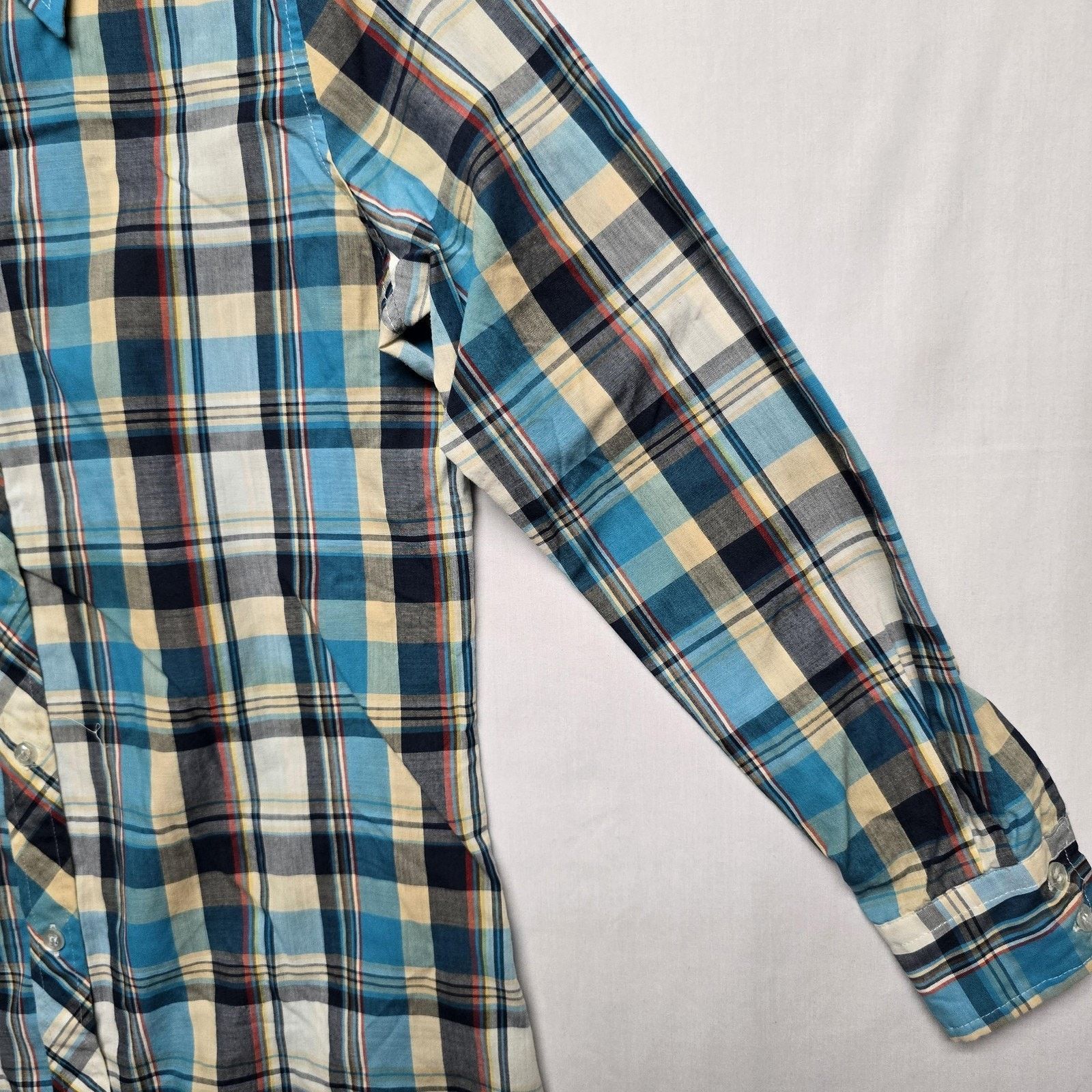 Vintage Vintage Plaid Shirt M 8 Blue Yellow Long Sleeve Button Down Size M / US 6-8 / IT 42-44 - 4 Thumbnail