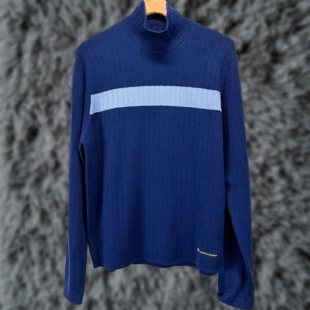 Abercrombie & Fitch VINTAGE Abercrombie & Fitch Sweater Mens XL Blue Striped Mock Turtleneck 90s Pullover Size US XL / EU 56 / 4 - 1 Thumbnail