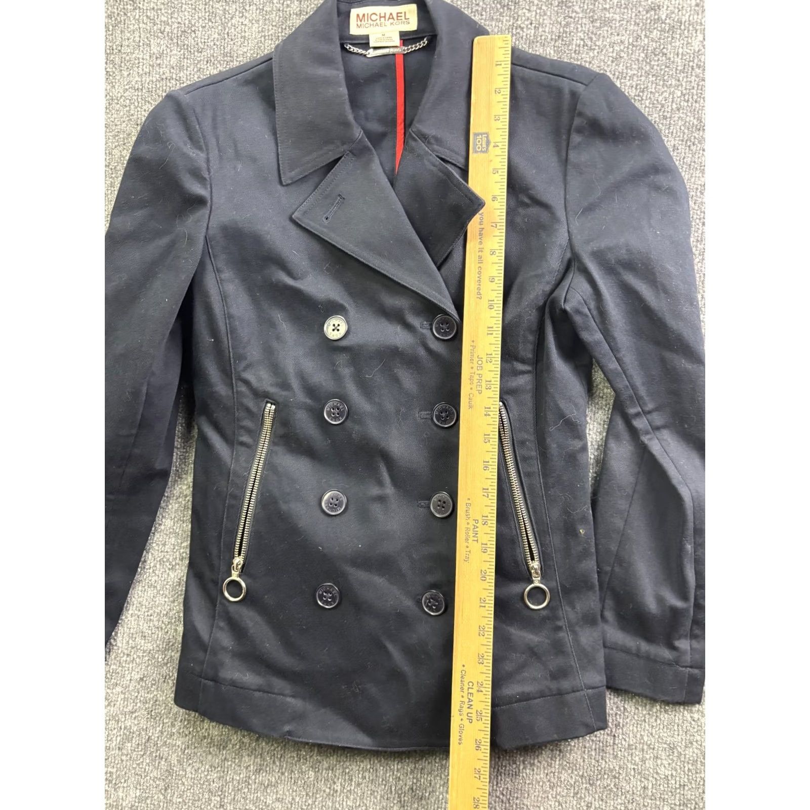 Michael Kors Michael Kors Jacket Womens M Blue Pea Coat Double Breasted Zipped Pockets Front Button Cap Stitch Twill Short Coat Casual Size M / US 6-8 / IT 42-44 - 3 Thumbnail