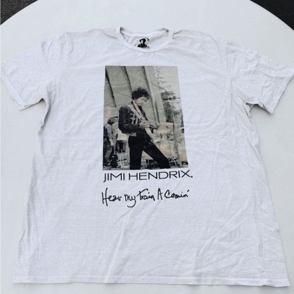 Band Tees × Jimi Hendrix NEW JIMI HENDRIX HEAR MY TRAIN A COMIN’ WHITE T-SHIRT SZ L Size US L / EU 52-54 / 3 - 1 Thumbnail