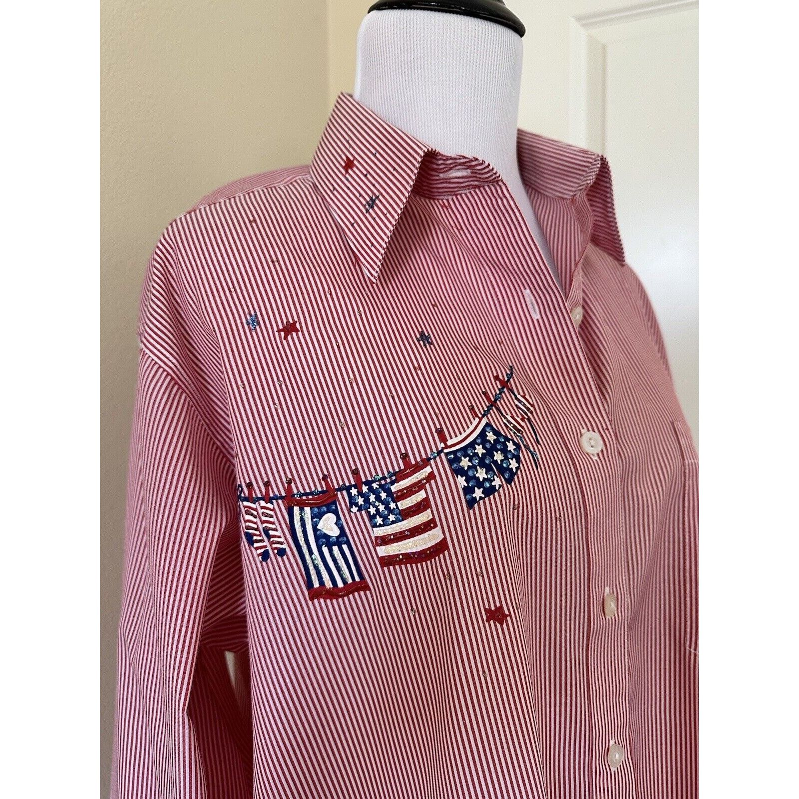 Other Vintage Patriotic USA Flag StarsWomen’s Button Down Sz M Size M / US 6-8 / IT 42-44 - 2 Thumbnail