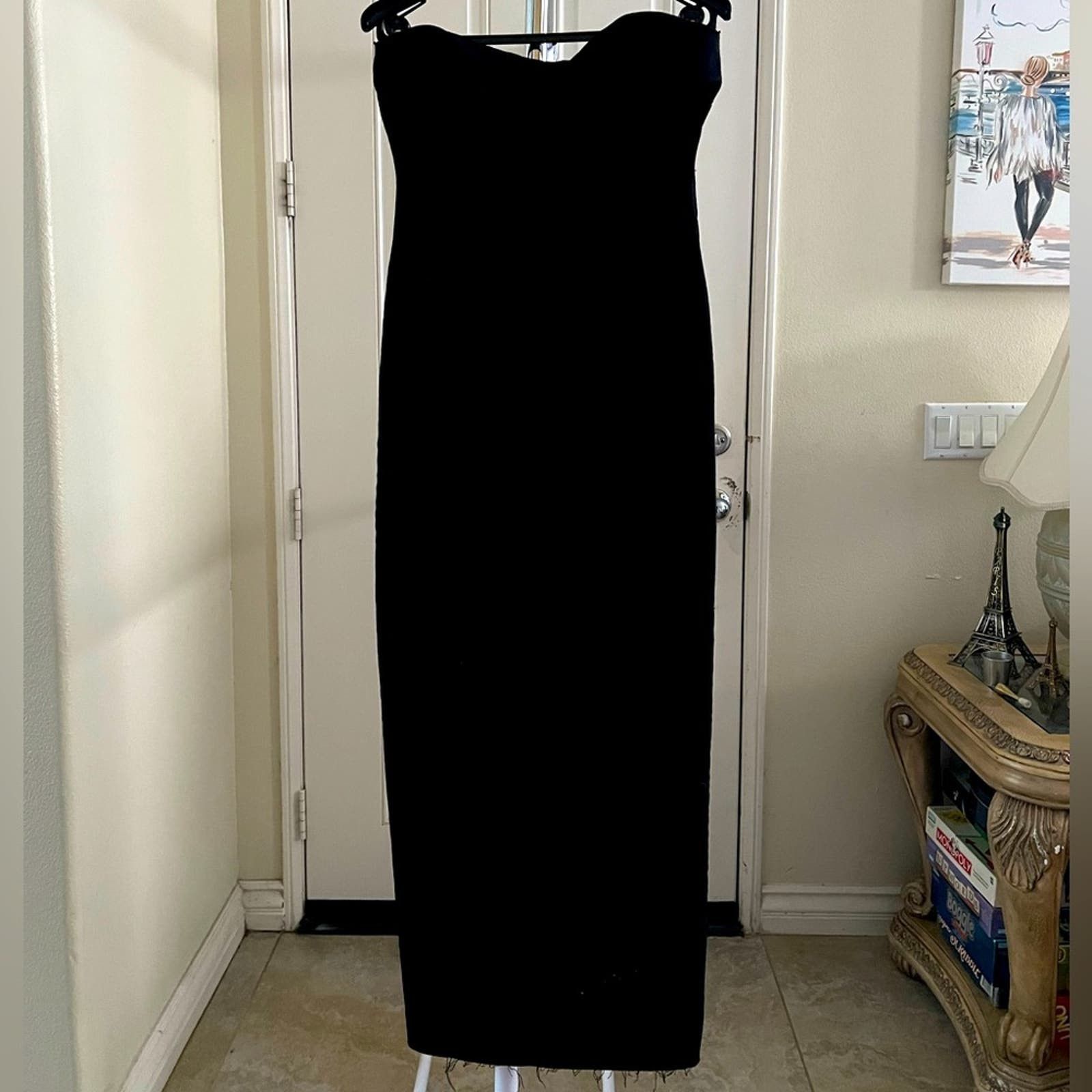 knee length dresses for ladies Amila Denim Cupped Maxi Dress / Indigo Blue | Meshki
