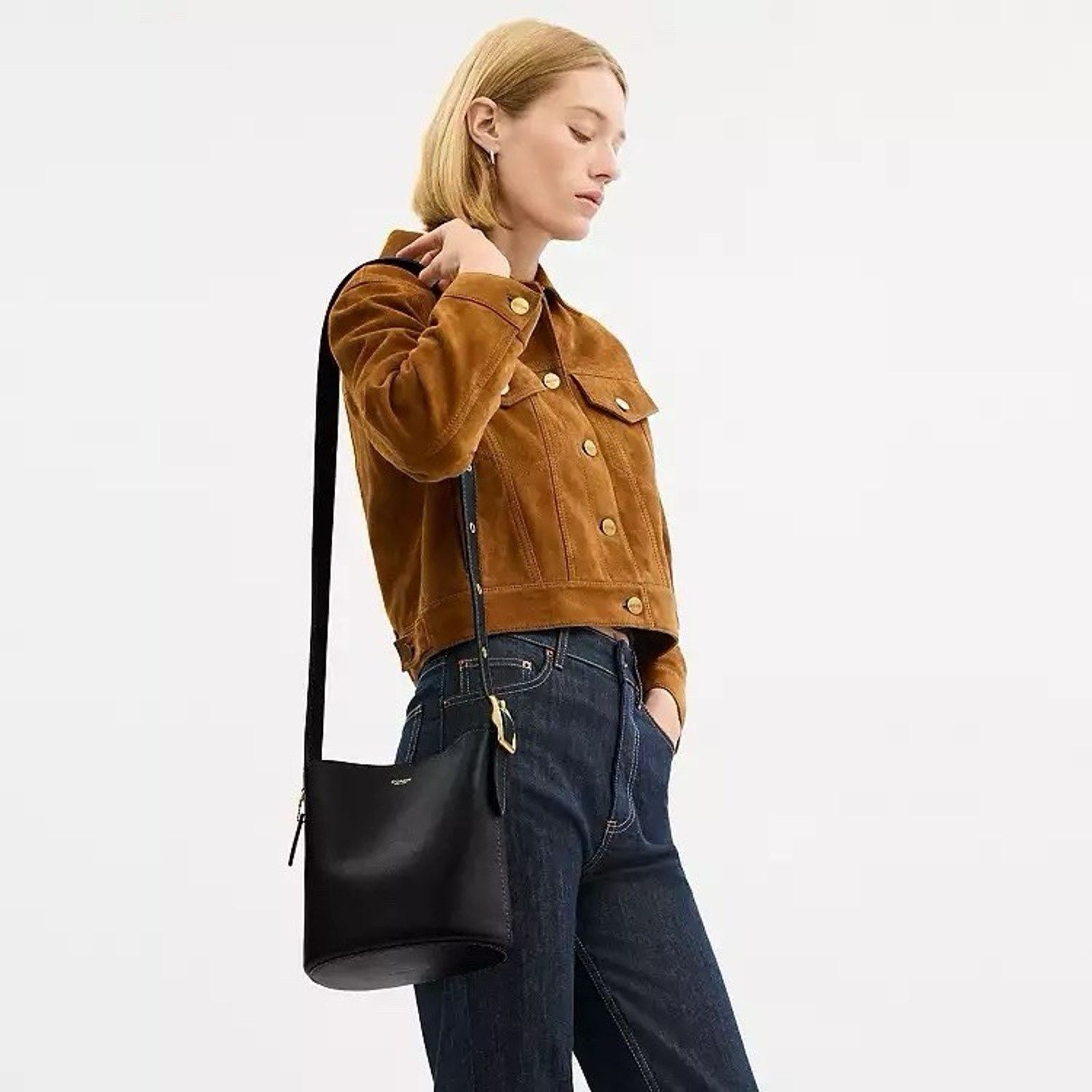 Coach NWT Coach Bleecker Bucket Bag 21 leather CCX07 Brass /Black Size ONE SIZE - 9 Thumbnail