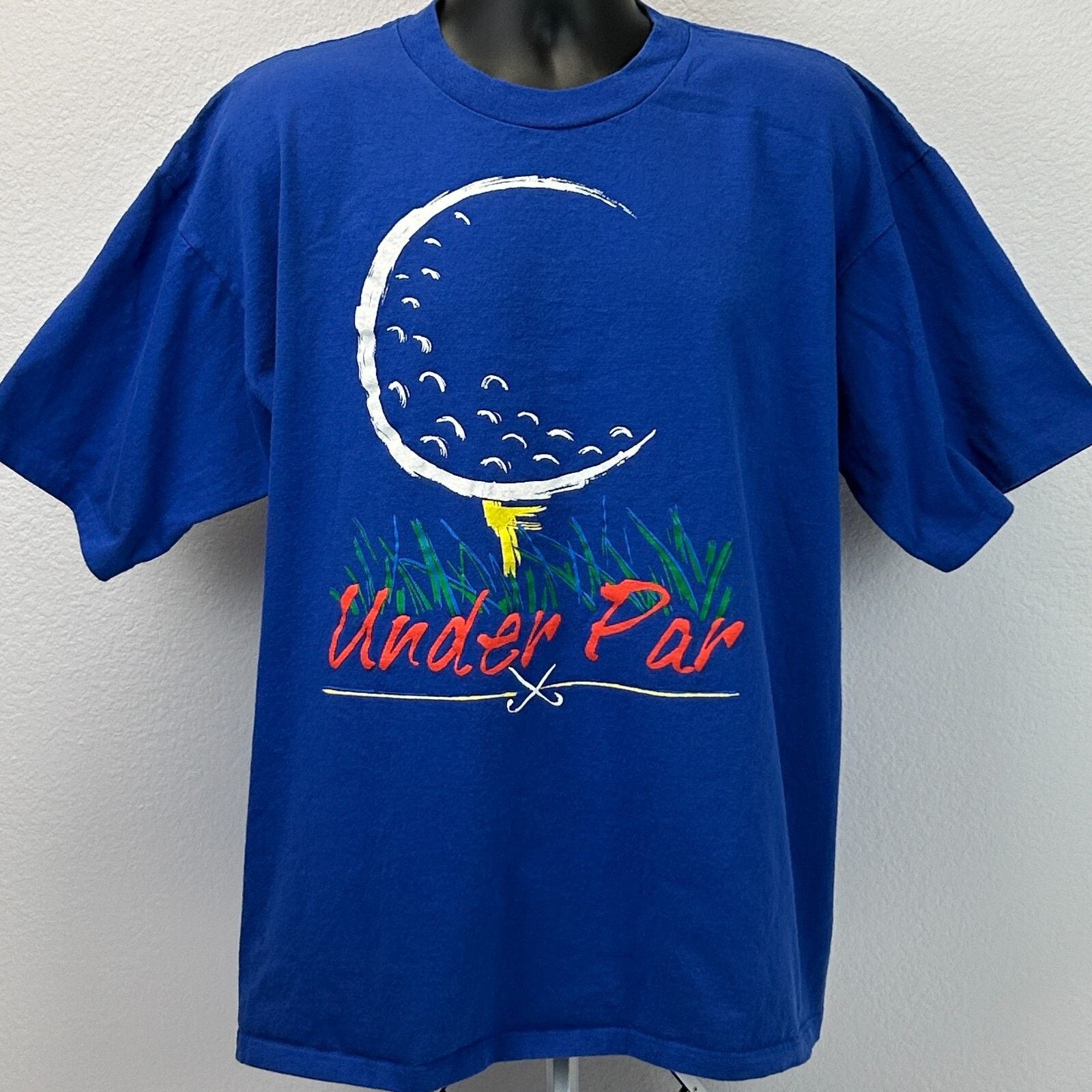 Vintage Vintage 90s Under Par Golf T Shirt Golfing Golfer Blue XL Size US XL / EU 56 / 4 - 2 Thumbnail