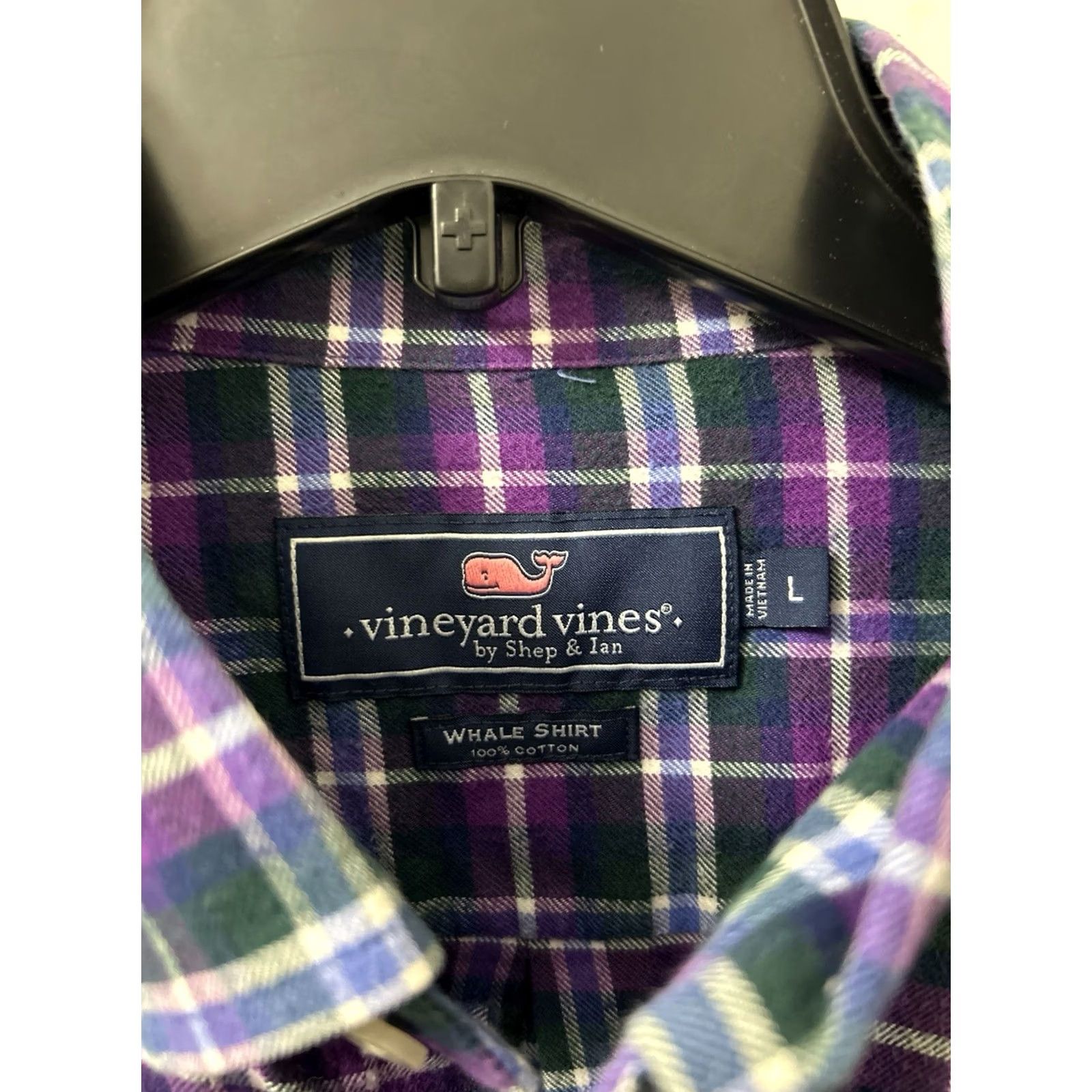 Vineyard Vines Vineyard Vines Whale Shirt Mens L Purple Green Plaid Button-Down L/S Cotton Flannel Pocketed Top Size US L / EU 52-54 / 3 - 5 Thumbnail