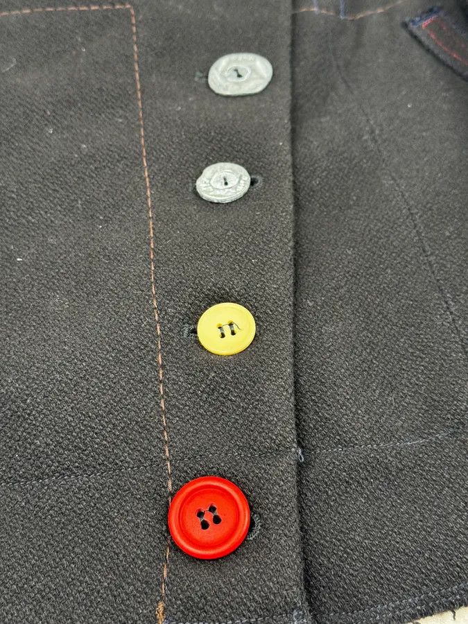 Marithe + Francois Girbaud 2000s Marithé + François Girbaud Asymmetrical Buttoned Black Officer Jacket Size S / US 4 / IT 40 - 12 Thumbnail
